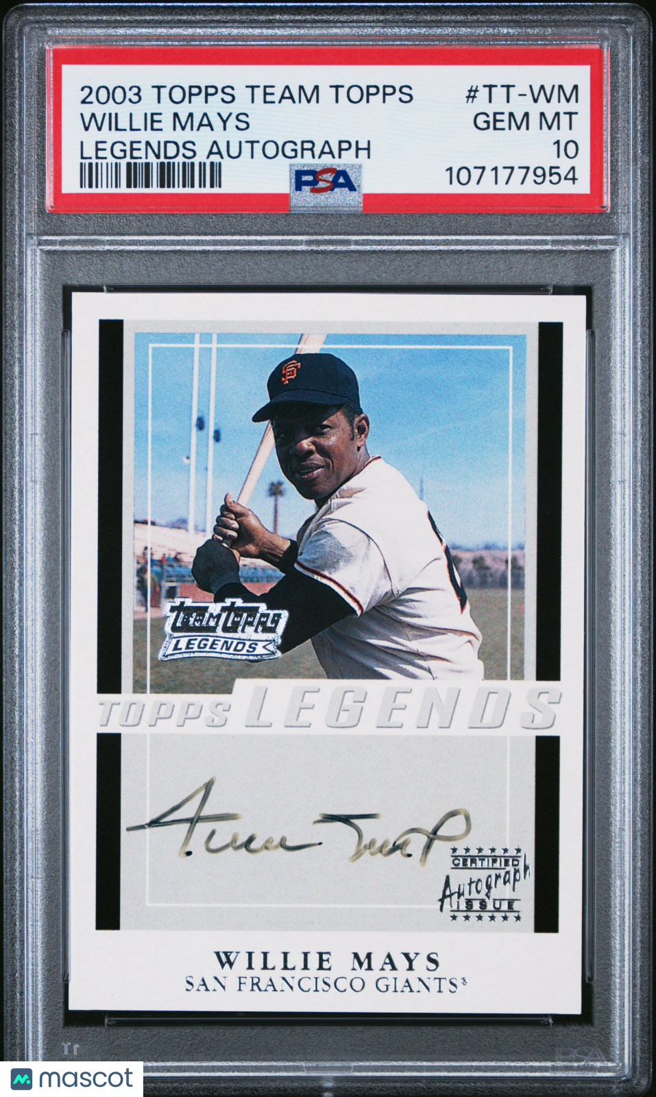 2003 Topps Team Topps Legends Autograph Willie Mays #TT-WM PSA 10