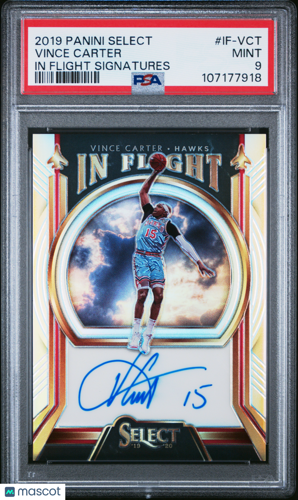 2019 Panini Select In Flight Signatures Vince Carter #IF-VCT PSA 9