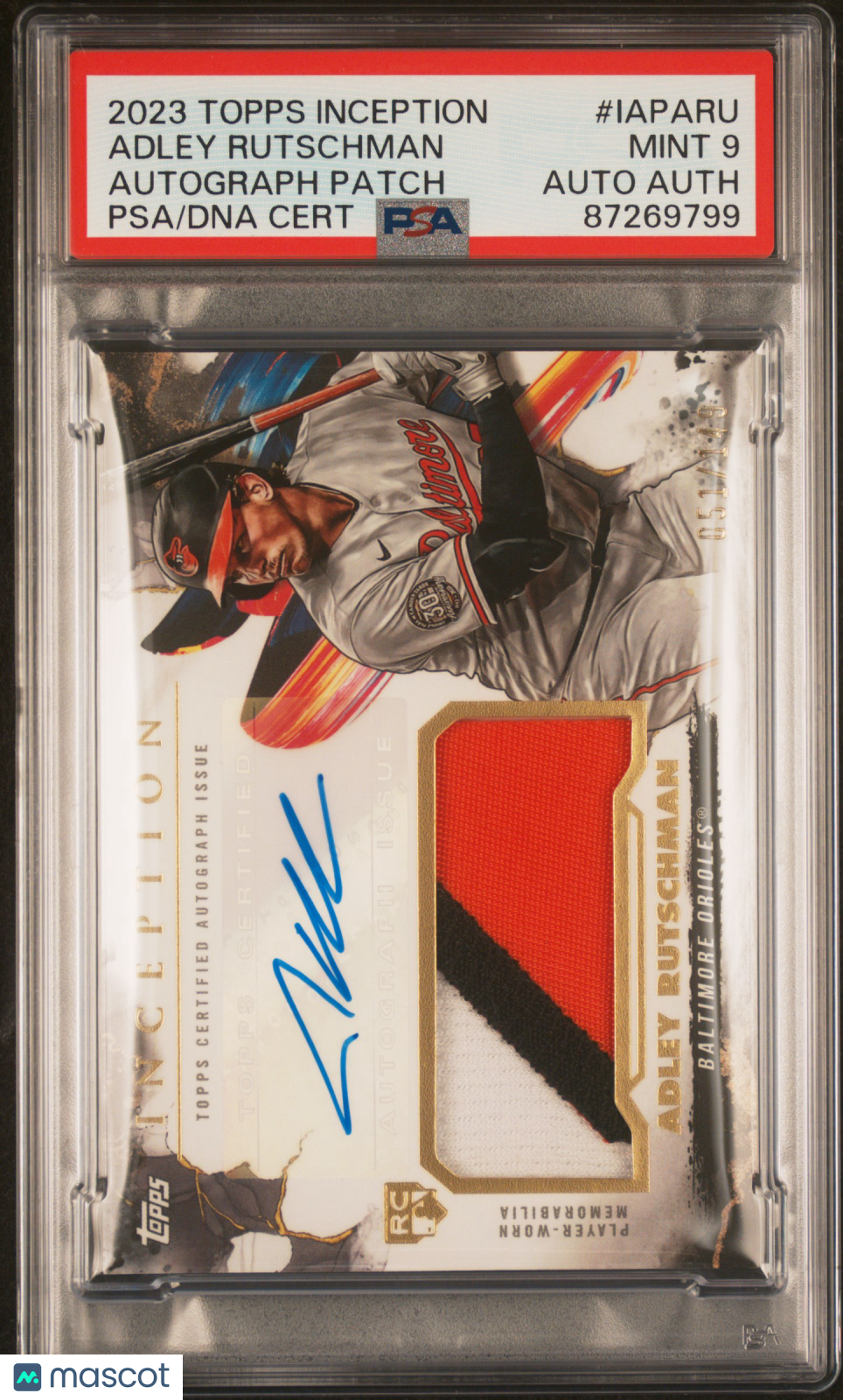 2023 Topps Inception Inception Autograph Patch Adley Rutschman #IAPARU PSA 9 Auto A