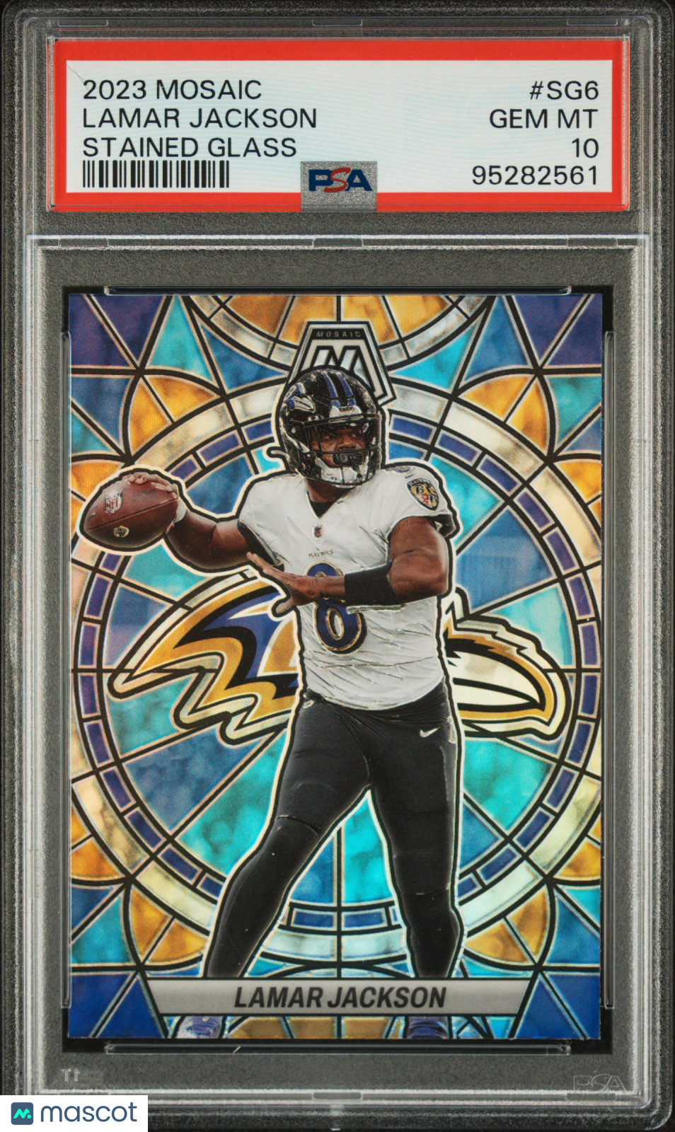 2023 Panini Mosaic Stained Glass Lamar Jackson #SG6 PSA 10