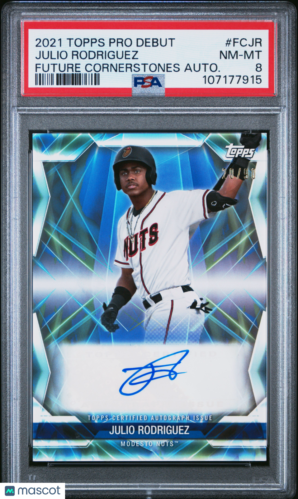 2021 Topps Pro Debut Future Cornerstones Autographs Julio Rodriguez #FCJR Autograph 20/90 PSA 8