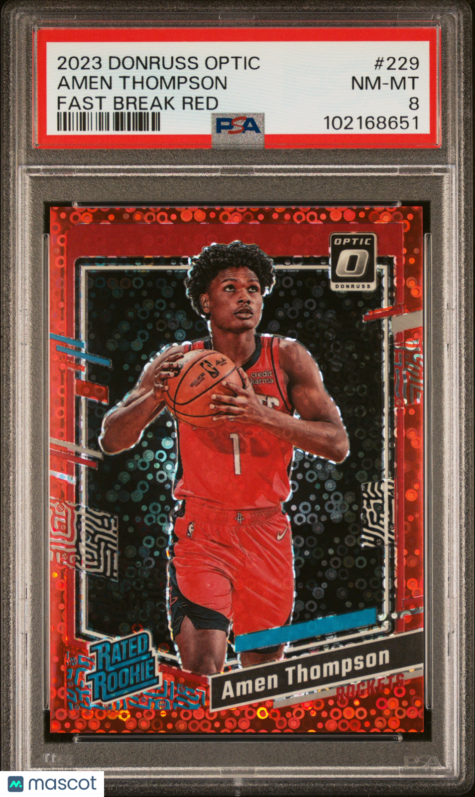 2023 Panini Donruss Optic Amen Thompson #229 Fast Break Red PSA 8
