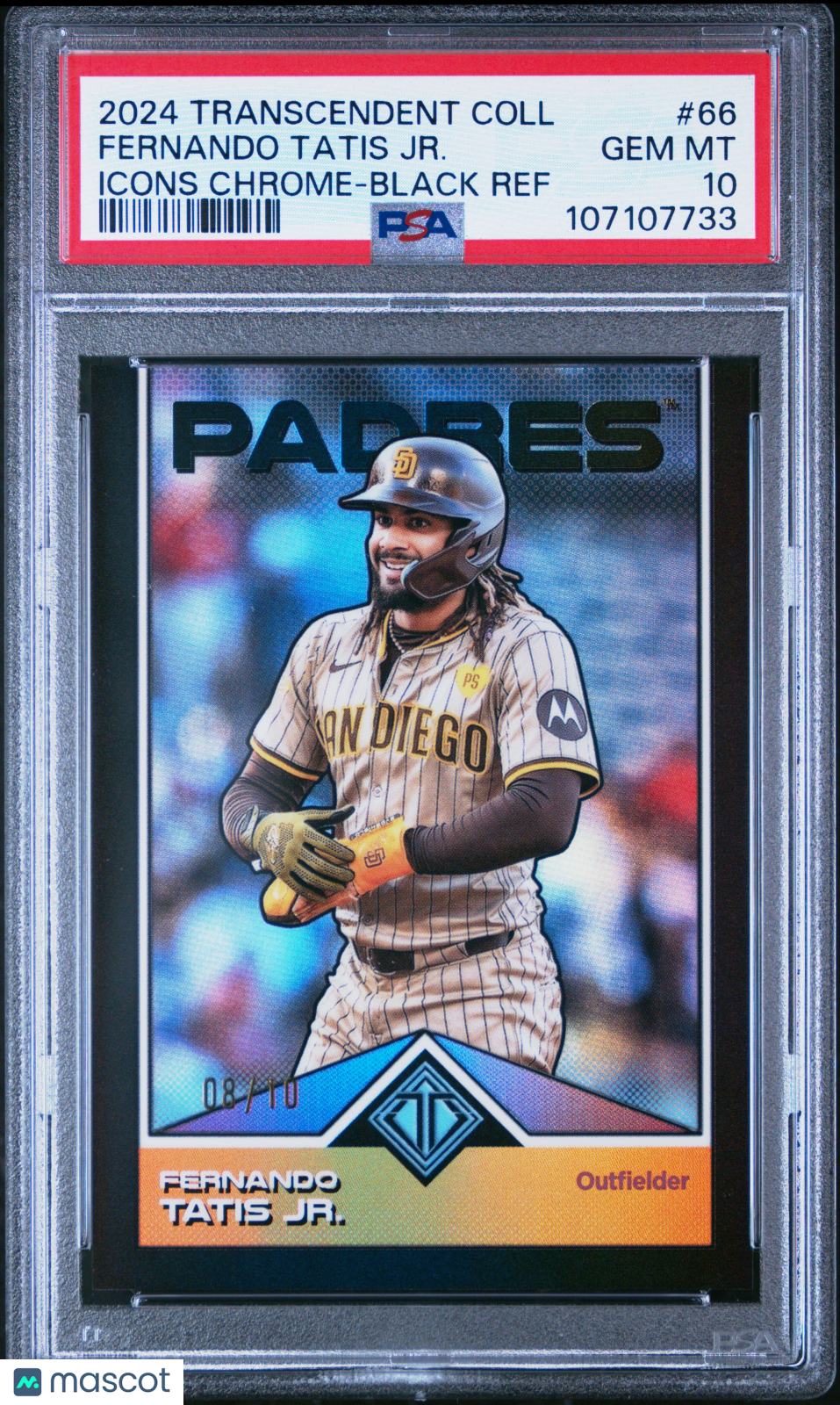 2024 Topps Transcendent Collection Transcendent Icons Chrome Fernando Tatis JR. #66 Black Ref 08/10 PSA 10