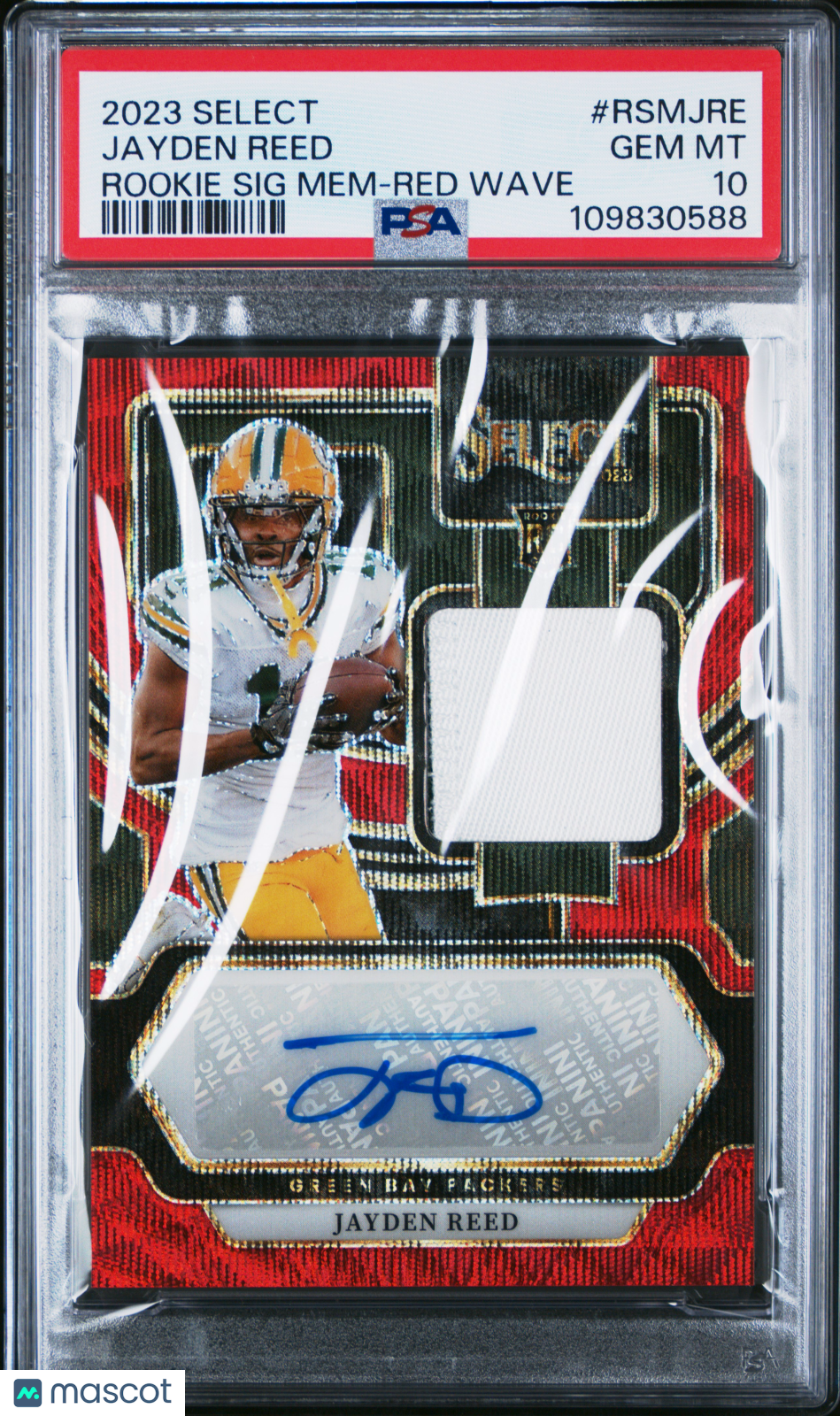 2023 Panini Select Rookie Signature Memorabilia Jayden Reed #RSMJRE Red Wave PSA 10
