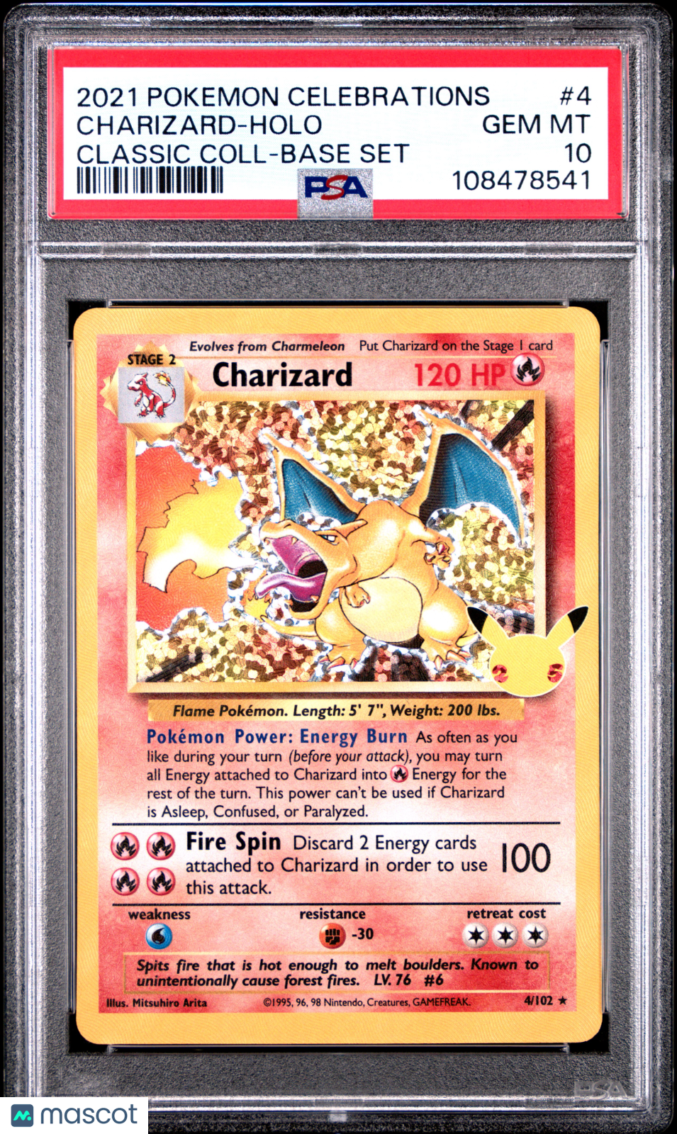 Pokemon TCG Charizard #4 Classic Coll-Base Set PSA 10