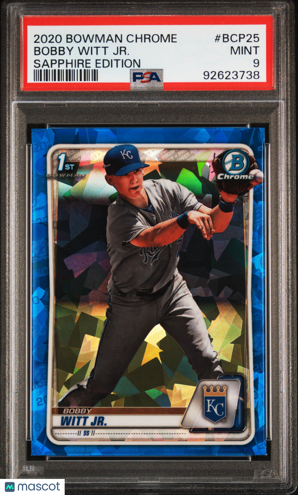 2020 Bowman Chrome Sapphire Edition Bobby Witt JR. #BCP25 PSA 9