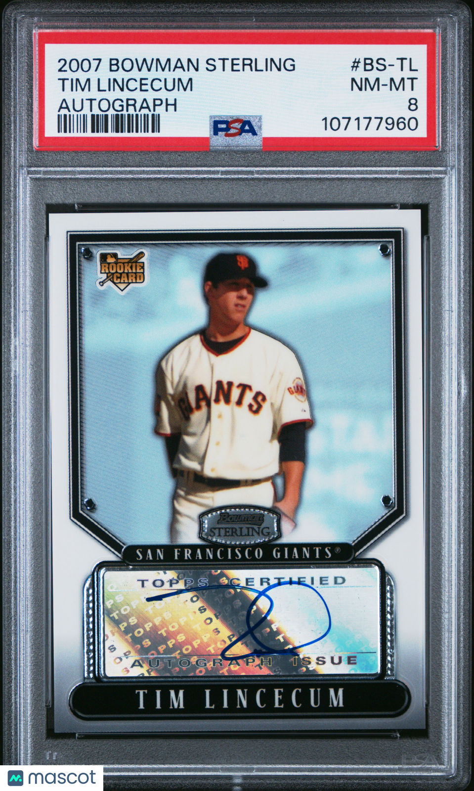 2007 Bowman Sterling Tim Lincecum #BS-TL Autograph PSA 8