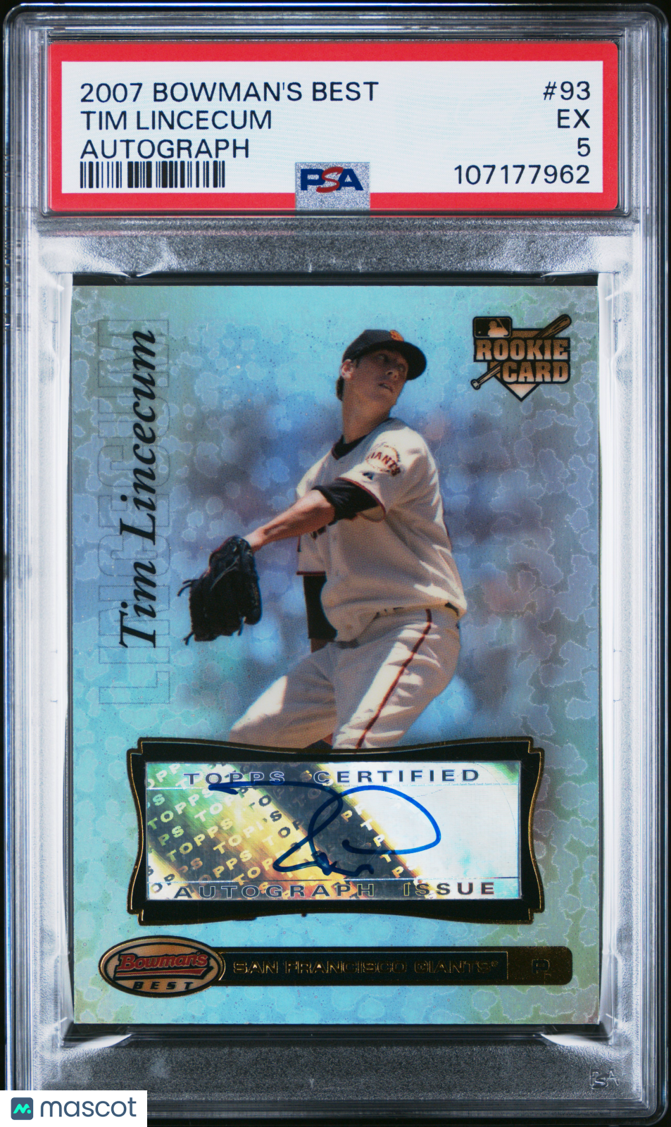2007 Bowman's Best Tim Lincecum #93 Autograph PSA 5