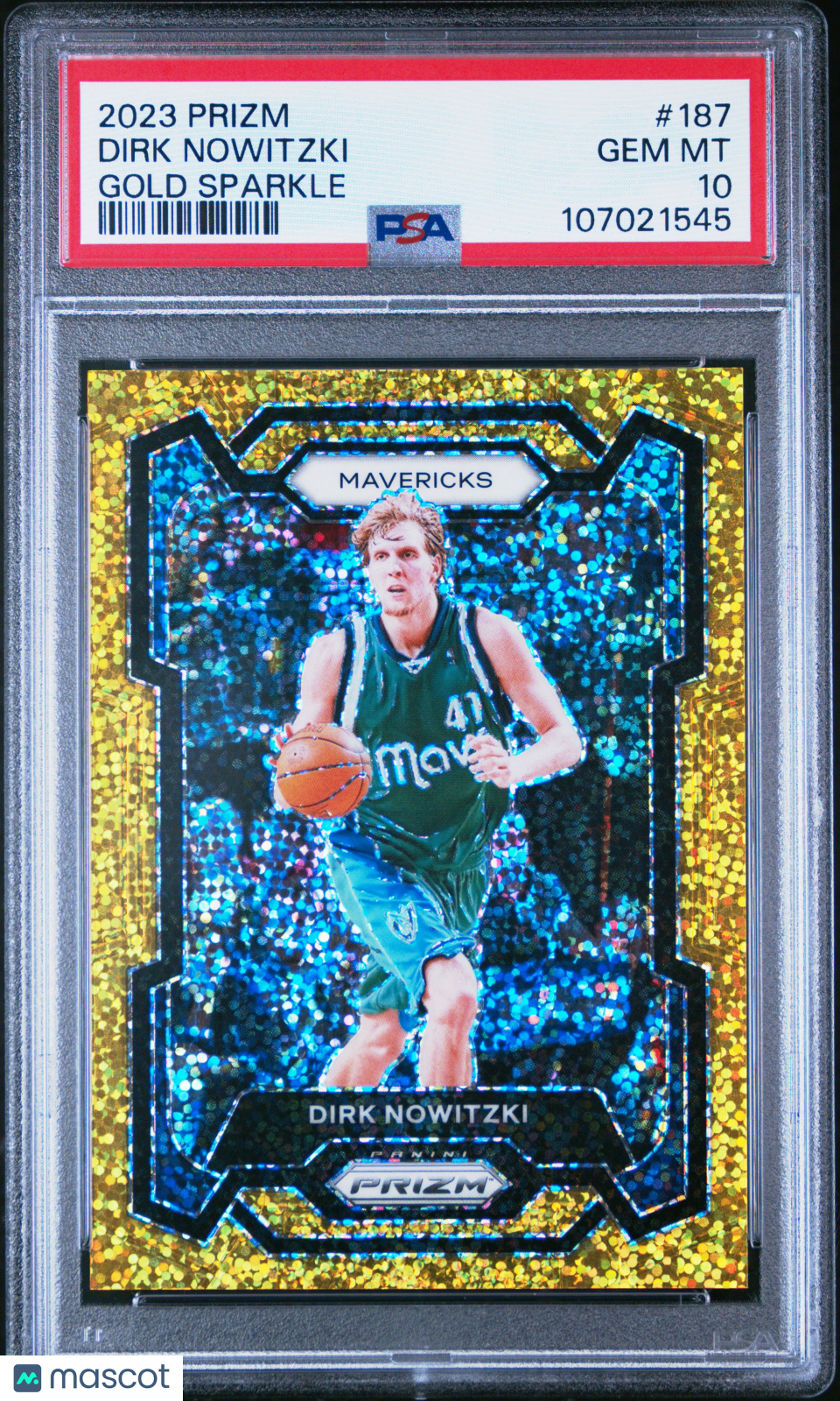 2023 Panini Prizm Dirk Nowitzki #187 Gold Sparkle PSA 10