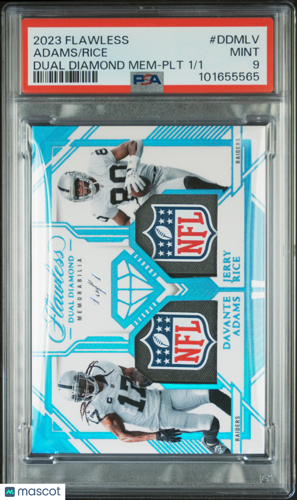 2023 Panini Flawless Dual Diamond Memorabilia Rice Adams #DDMLV PLT 1/1 PSA 9