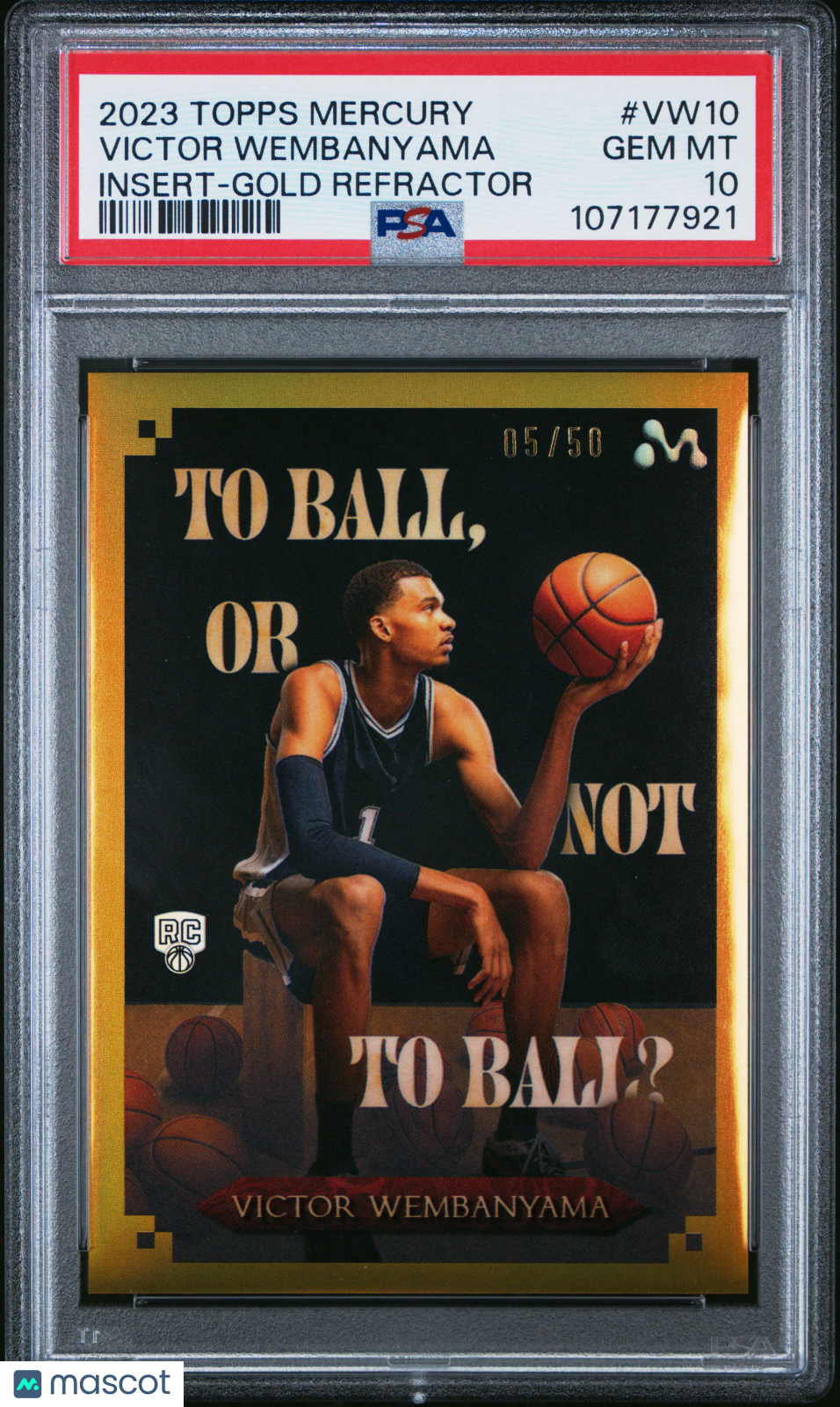 2023 Topps Mercury: Victor Wembanyama Insert Victor Wembanyama #VW10 Gold Refractor 05/50 PSA 10