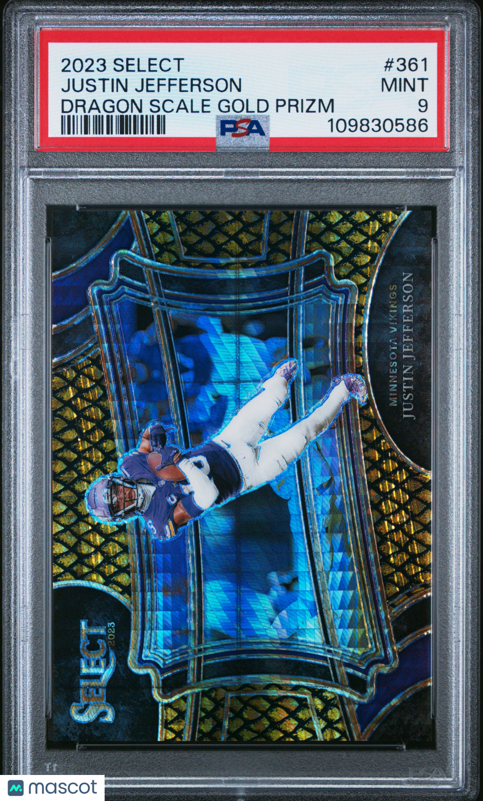 2023 Panini Select Justin Jefferson #361 Dragon Scale Gold Prizm PSA 9