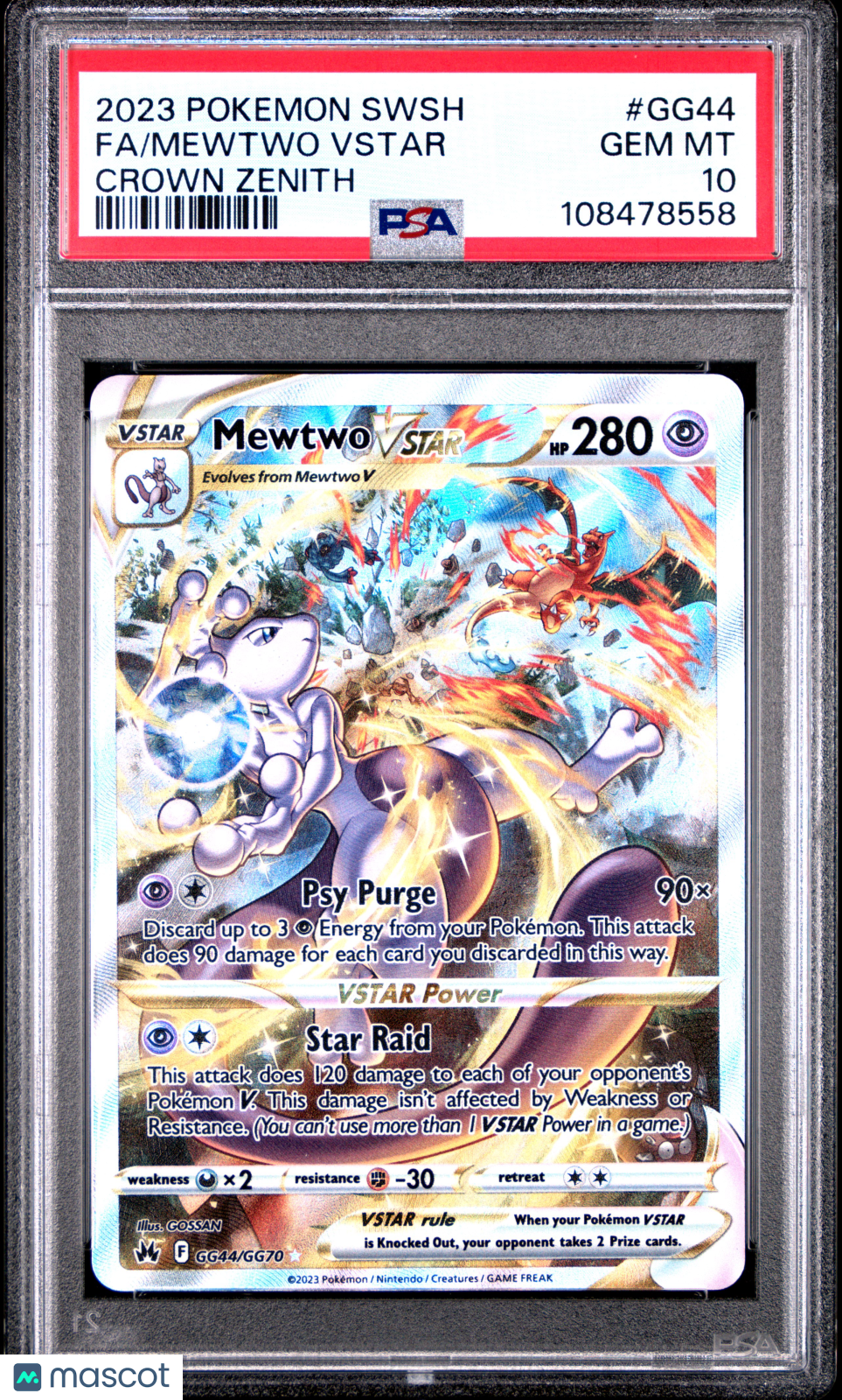 Pokemon TCG Mewtwo Vstar Fa #GG44 Crown Zenith PSA 10