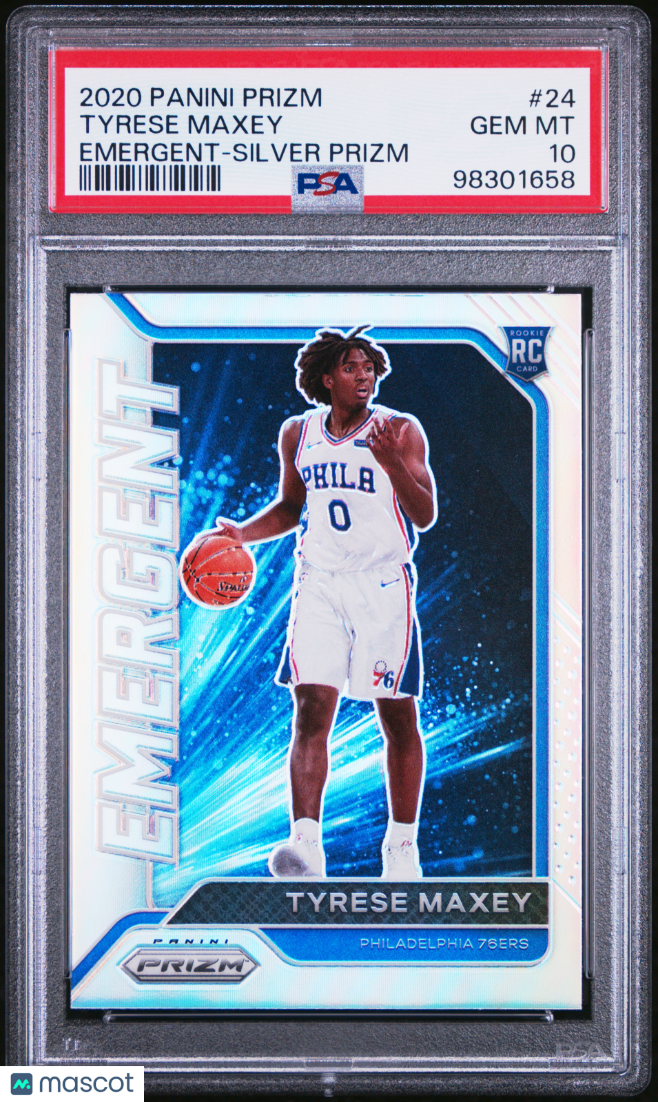 2020 Panini Prizm Emergent Tyrese Maxey #24 Silver PSA 10