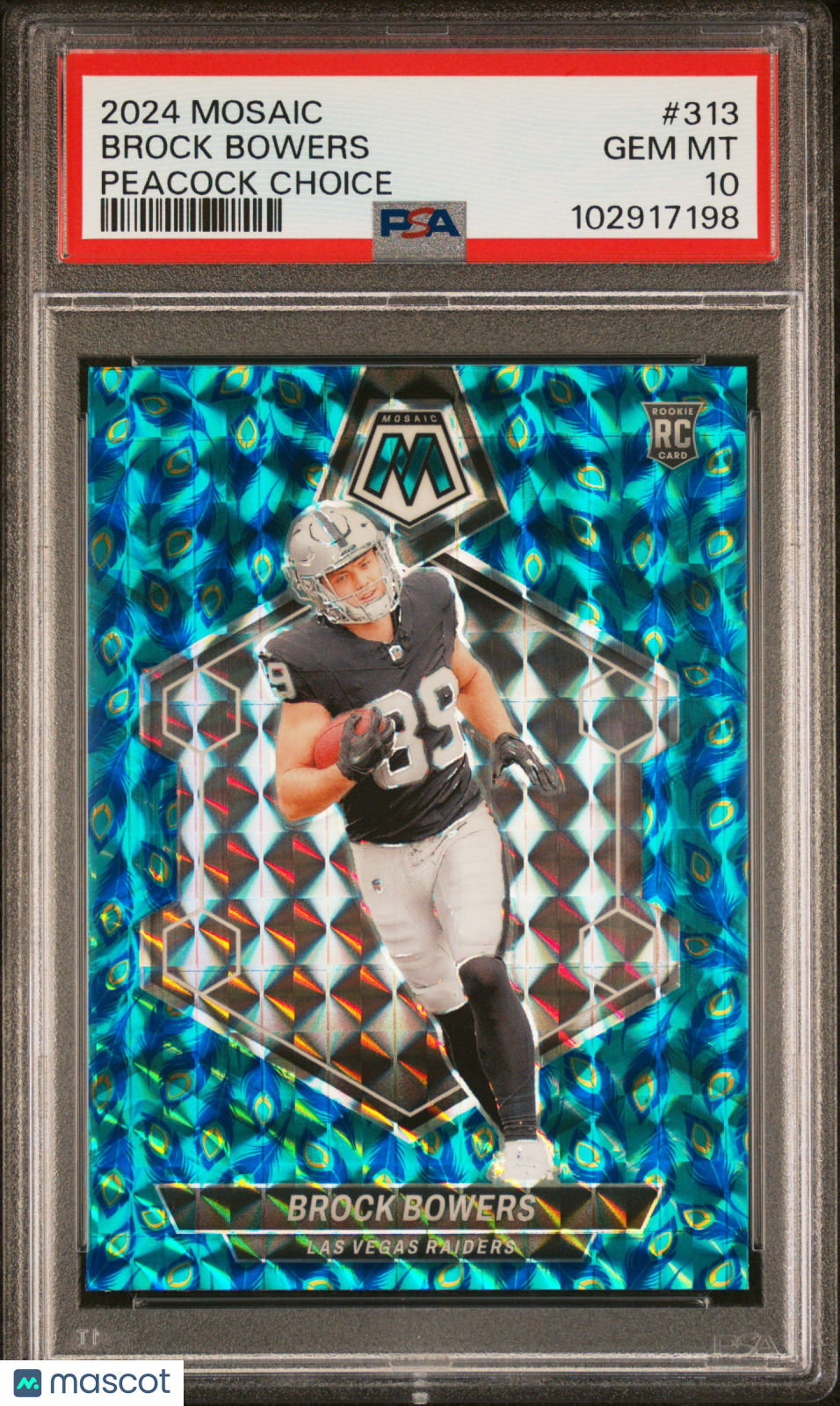 2024 Panini Mosaic Brock Bowers #313 Peacock Choice PSA 10