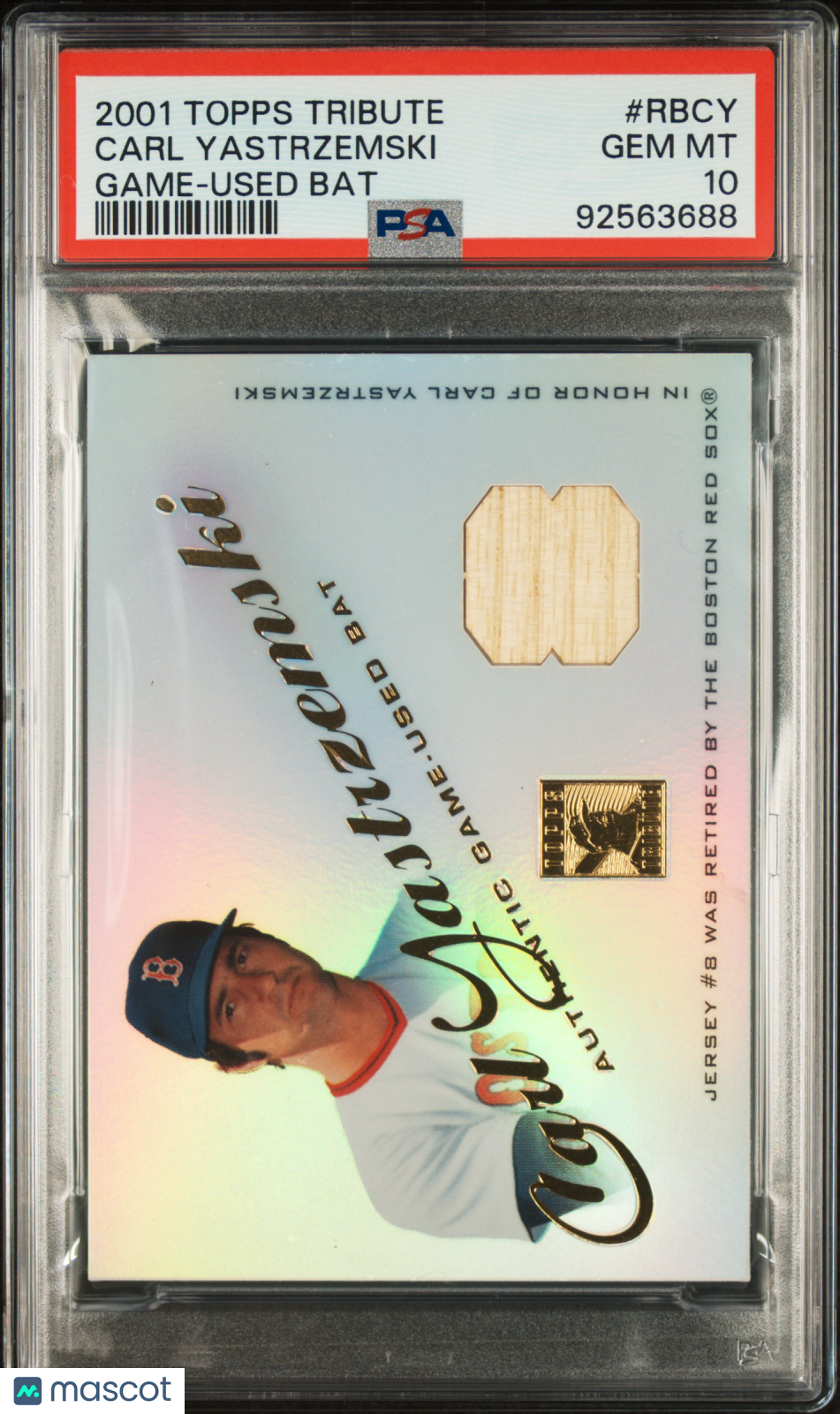 2001 Topps Tribute Game-Used Bat Carl Yastrzemski #RBCY PSA 10