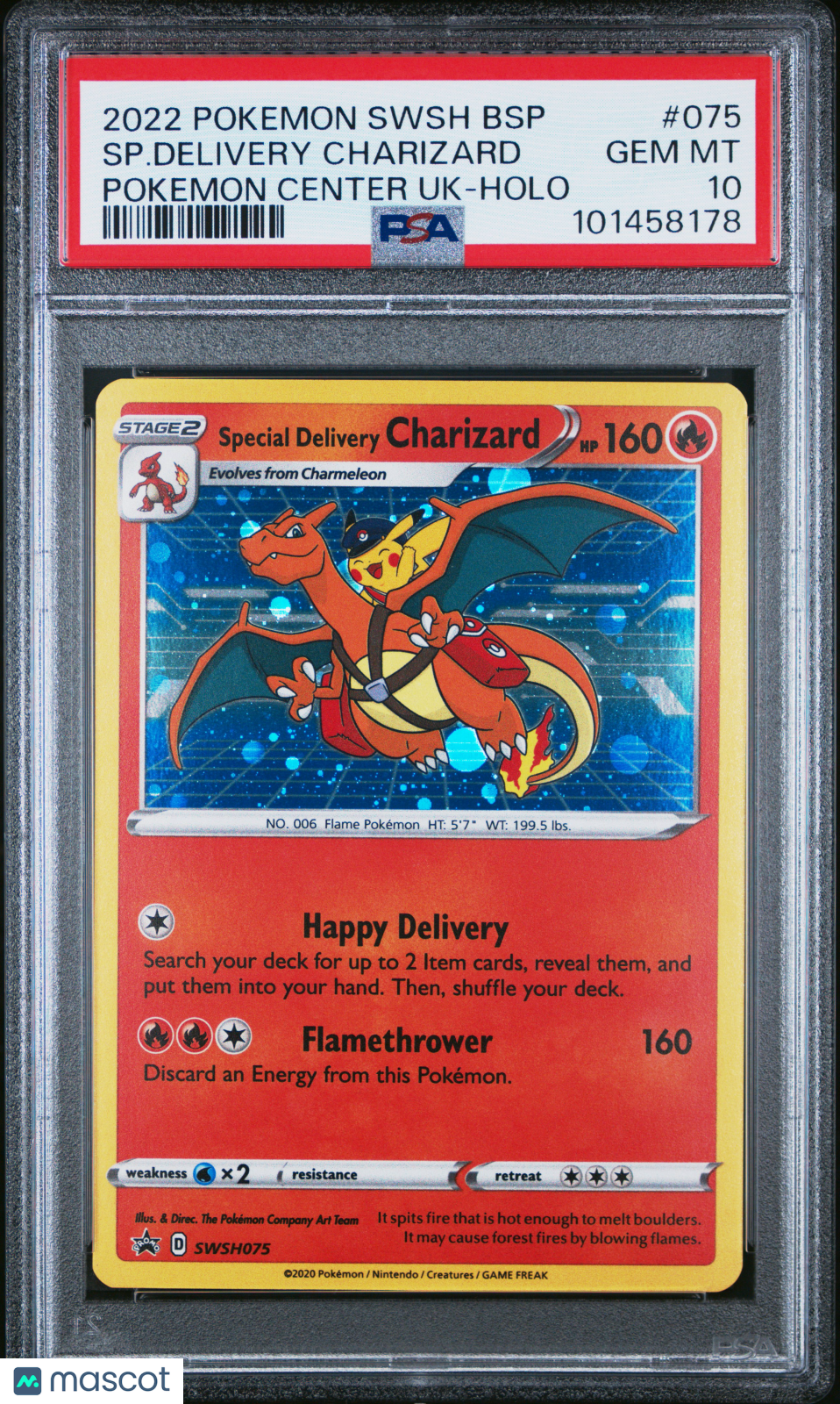 Pokemon TCG SP. Delivery Charizard #075 Pokemon Center Uk-Holo PSA 10