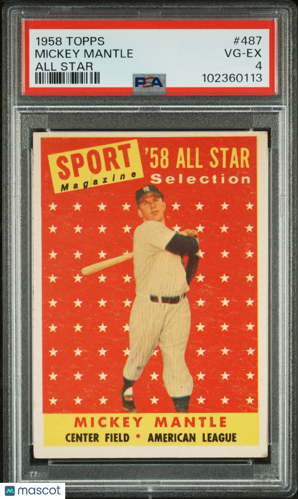 1958 Topps Mickey Mantle #487 All Star PSA 4