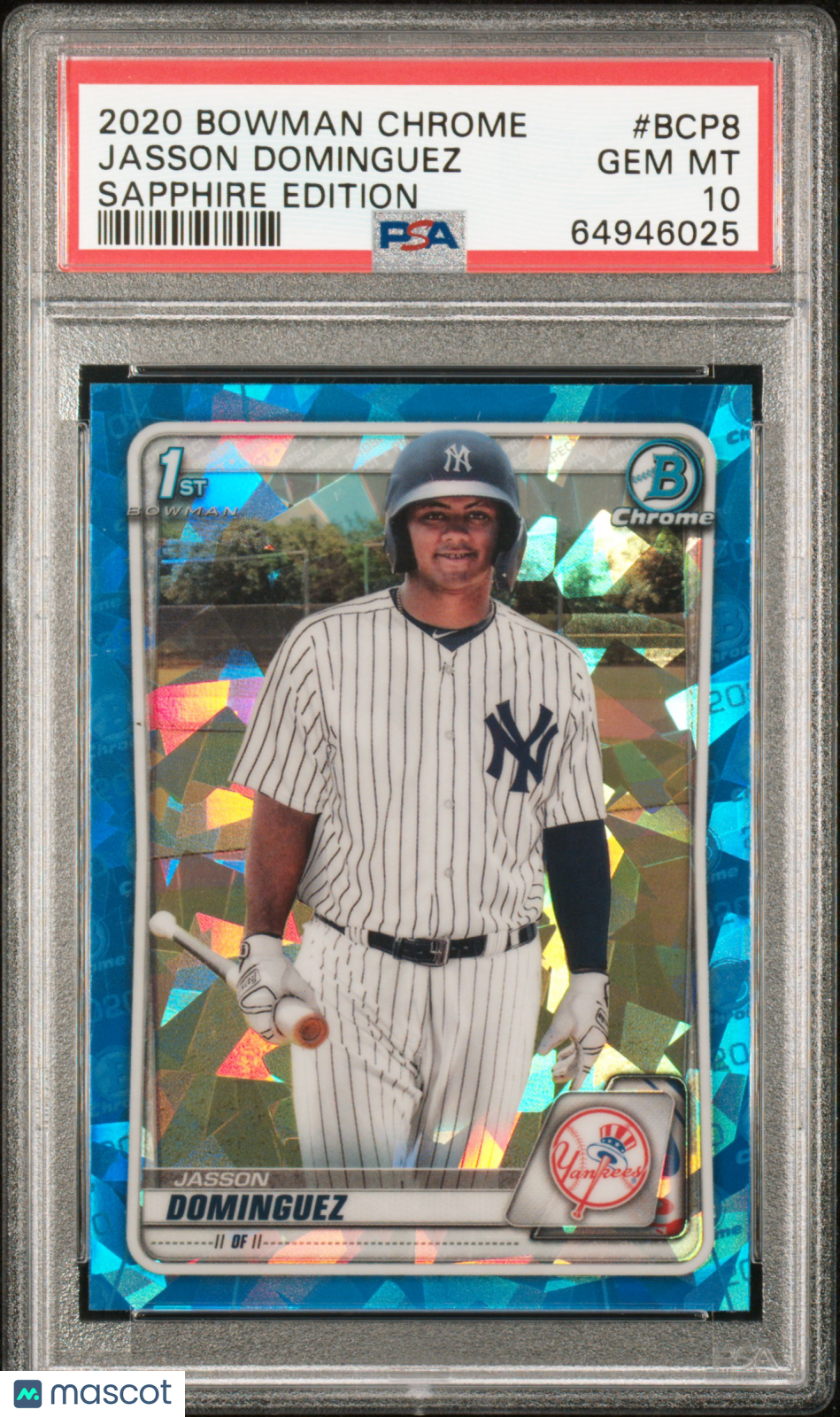 2020 Bowman Chrome Sapphire Edition Jasson Dominguez #BCP8 PSA 10