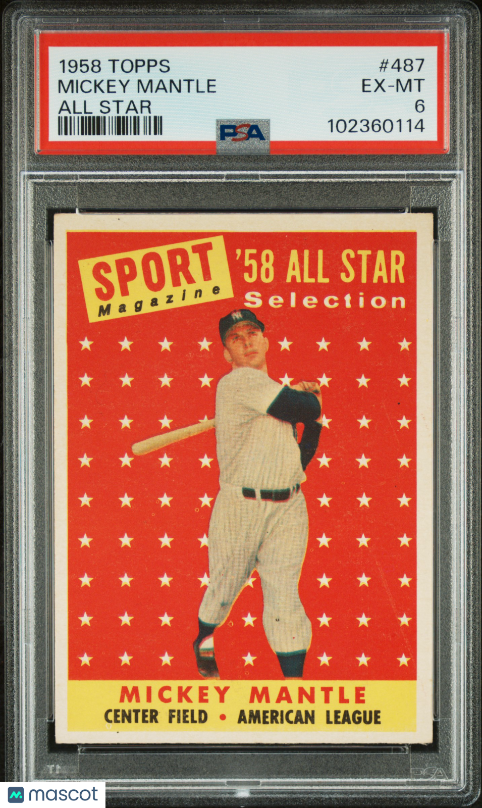 1958 Topps Mickey Mantle #487 All Star PSA 6