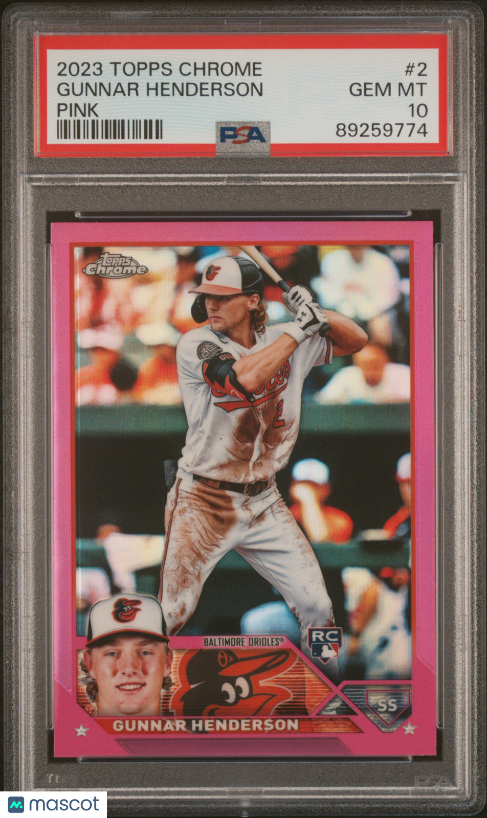 2023 Topps Chrome Gunnar Henderson #2 Pink Refractor PSA 10