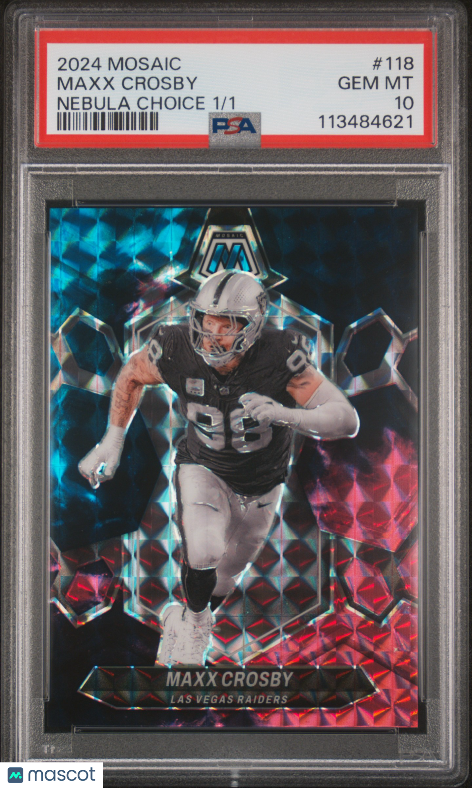2024 Panini Mosaic Maxx Crosby #118 Nebula Choice 1/1 PSA 10