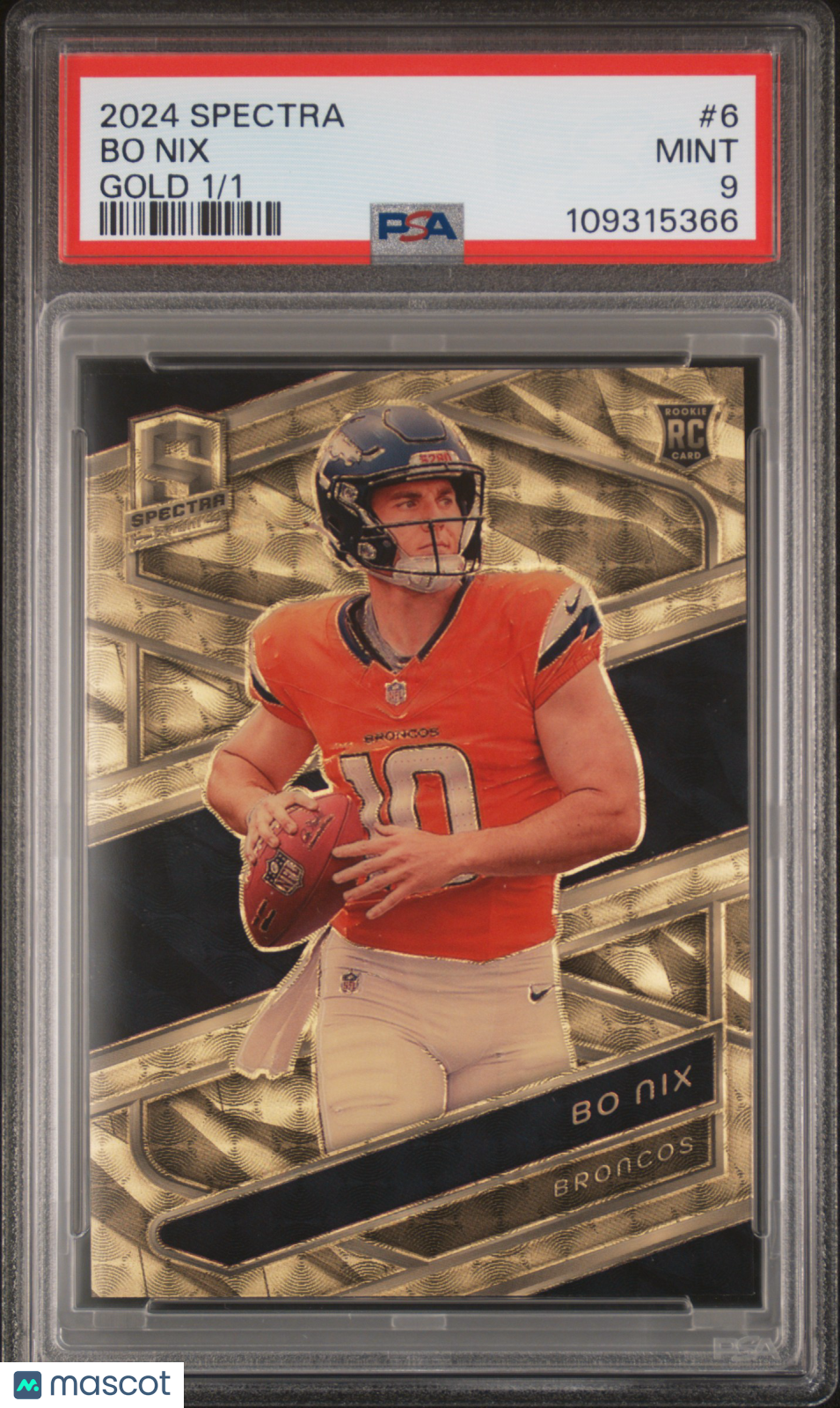 2024 Panini Spectra Bo Nix #6 Gold 1/1 PSA 9