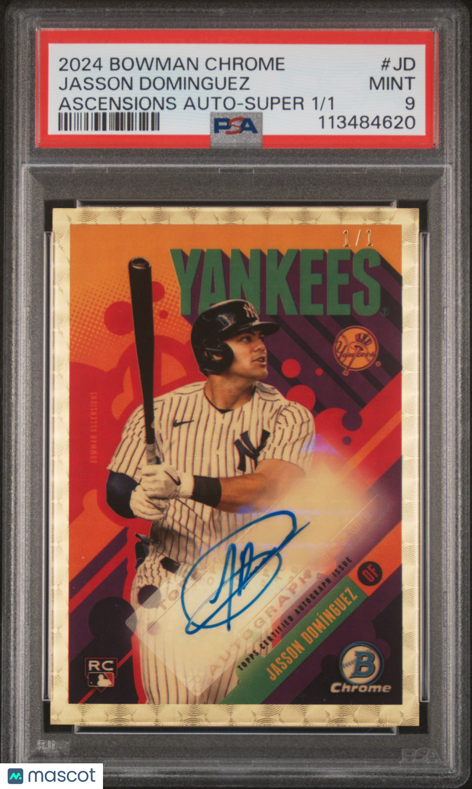 2024 Bowman Chrome Bowman Ascensions Autographs Jasson Dominguez #JD Super 1/1 PSA 9