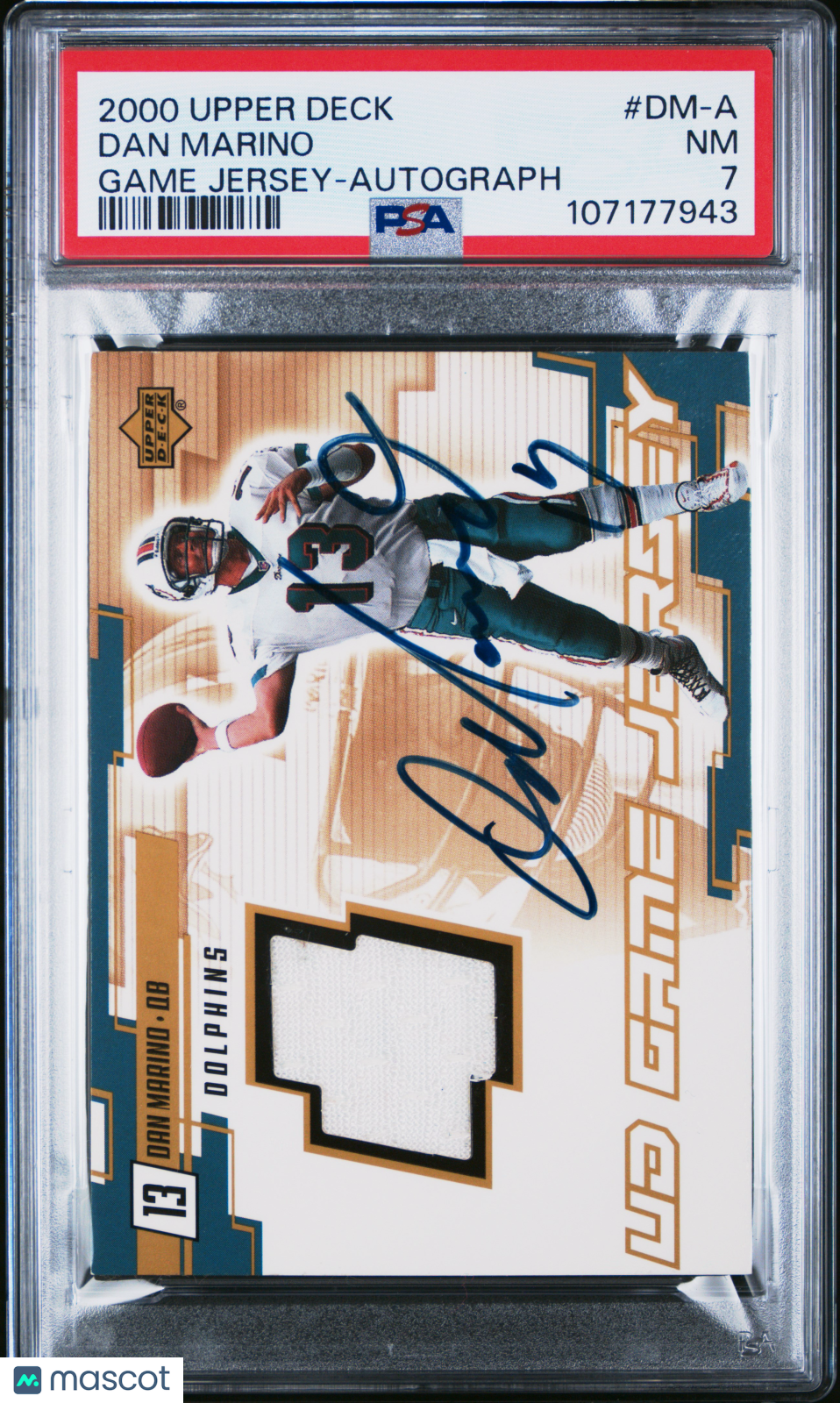 2000 Upper Deck Game Jersey Autograph Dan Marino #DM-A PSA 7