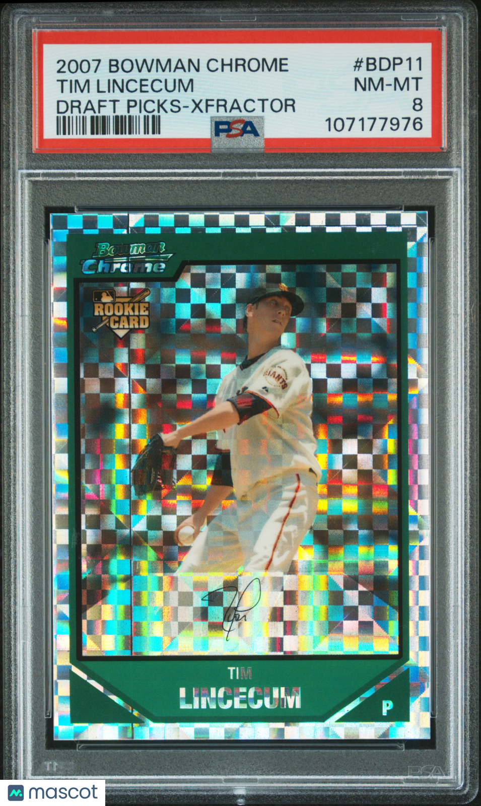 2007 Bowman Chrome Draft Picks Tim Lincecum #BDP11 Xfractor PSA 8