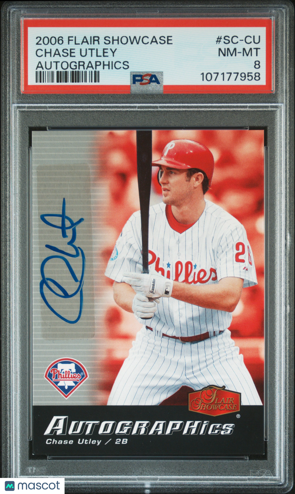 2006 Flair Showcase Autographics Chase Utley #SC-CU PSA 8