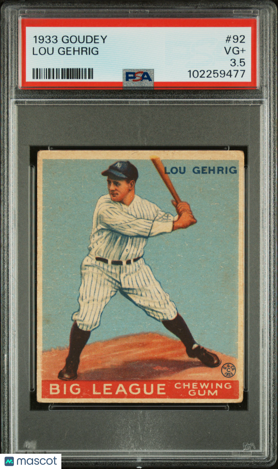 1933 Goudey Lou Gehrig #92 PSA 3.5