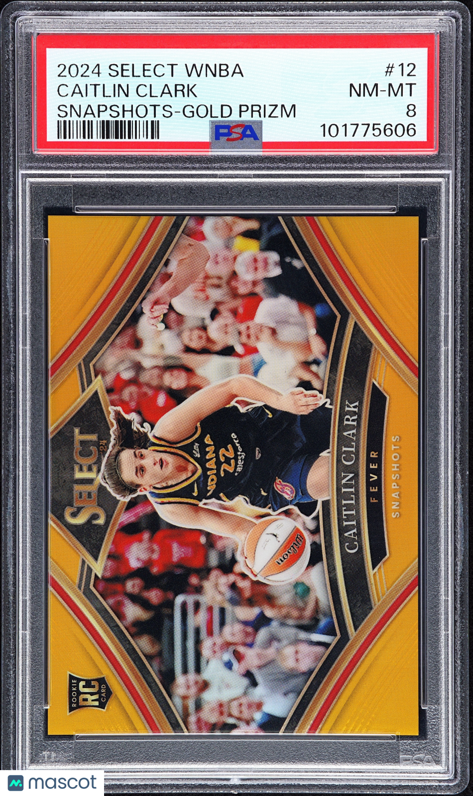 2024 Panini Select WNBA Snapshots Caitlin Clark #12 Gold Prizm PSA 8
