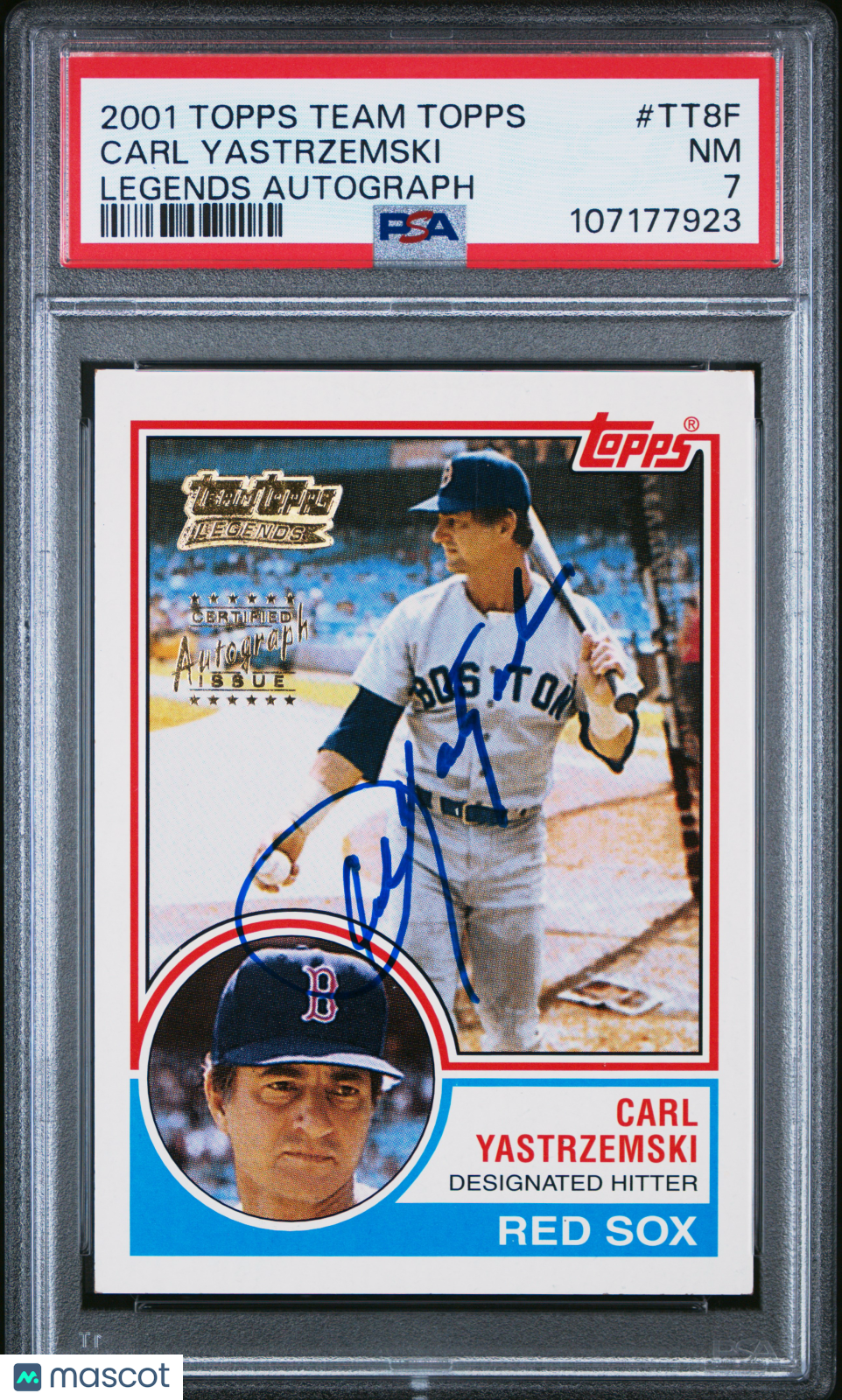 2001 Topps Team Topps Legends Autograph Carl Yastrzemski #TT8F PSA 7