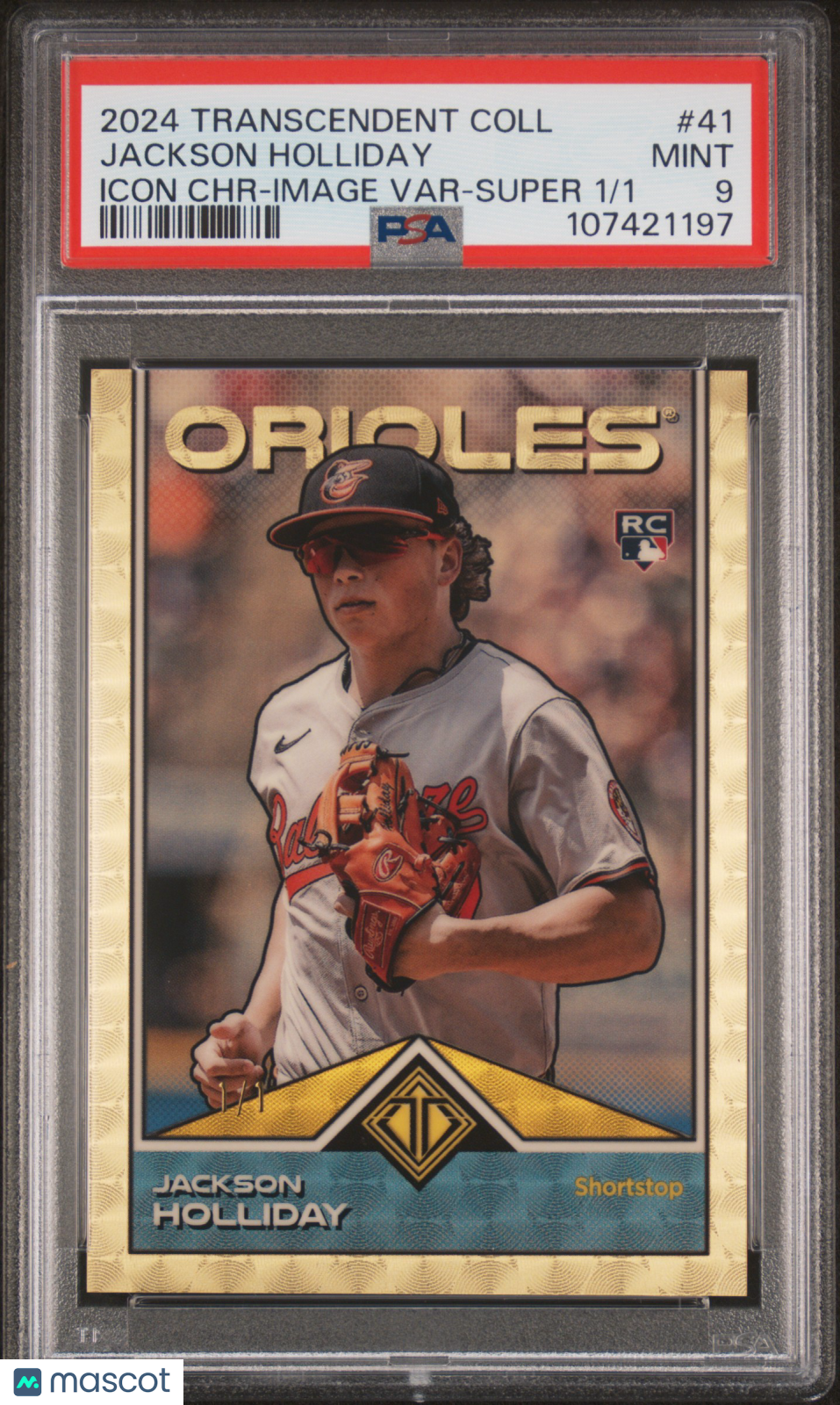 2024 Topps Transcendent Collection Transcendent Icons Chrome Jackson Holliday #41 Image Var Super 1/1 PSA 9