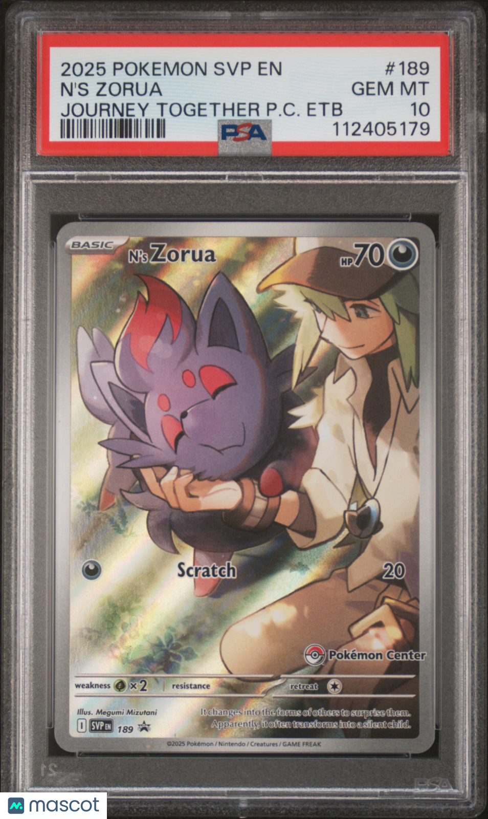 Pokemon TCG N'S Zorua #189 Journey Together P.C. Etb PSA 10