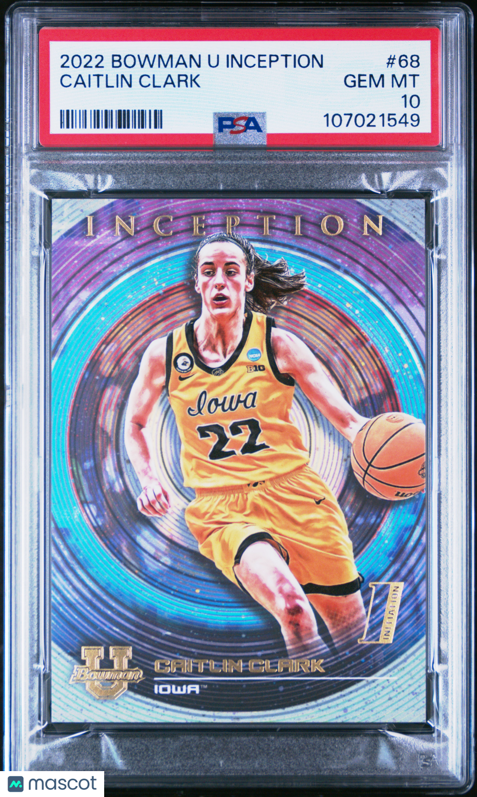 2022 Bowman University Inception Caitlin Clark #68 PSA 10