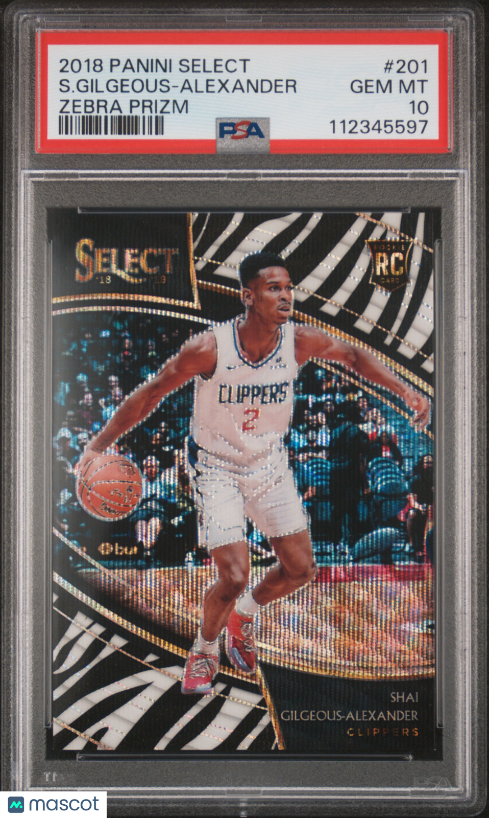 2018 Panini Select S. Gilgeous-Alexander #201 Zebra Prizm PSA 10