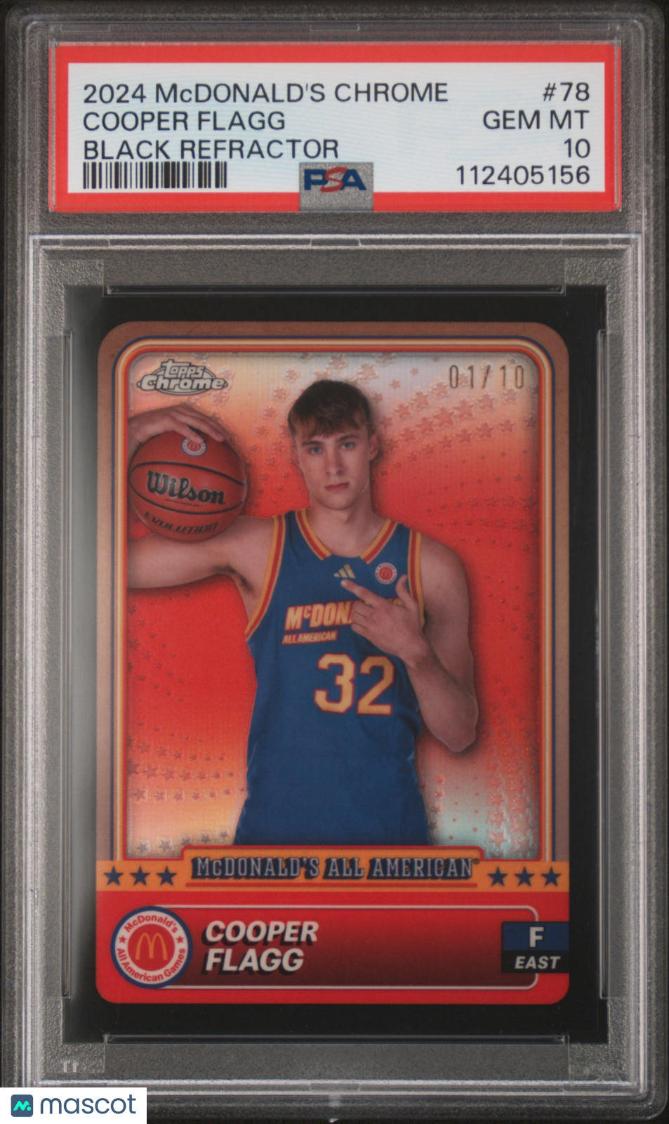 2024 Topps Chrome Mcdonald's All American Cooper Flagg #78 Black Refractor 01/10 PSA 10