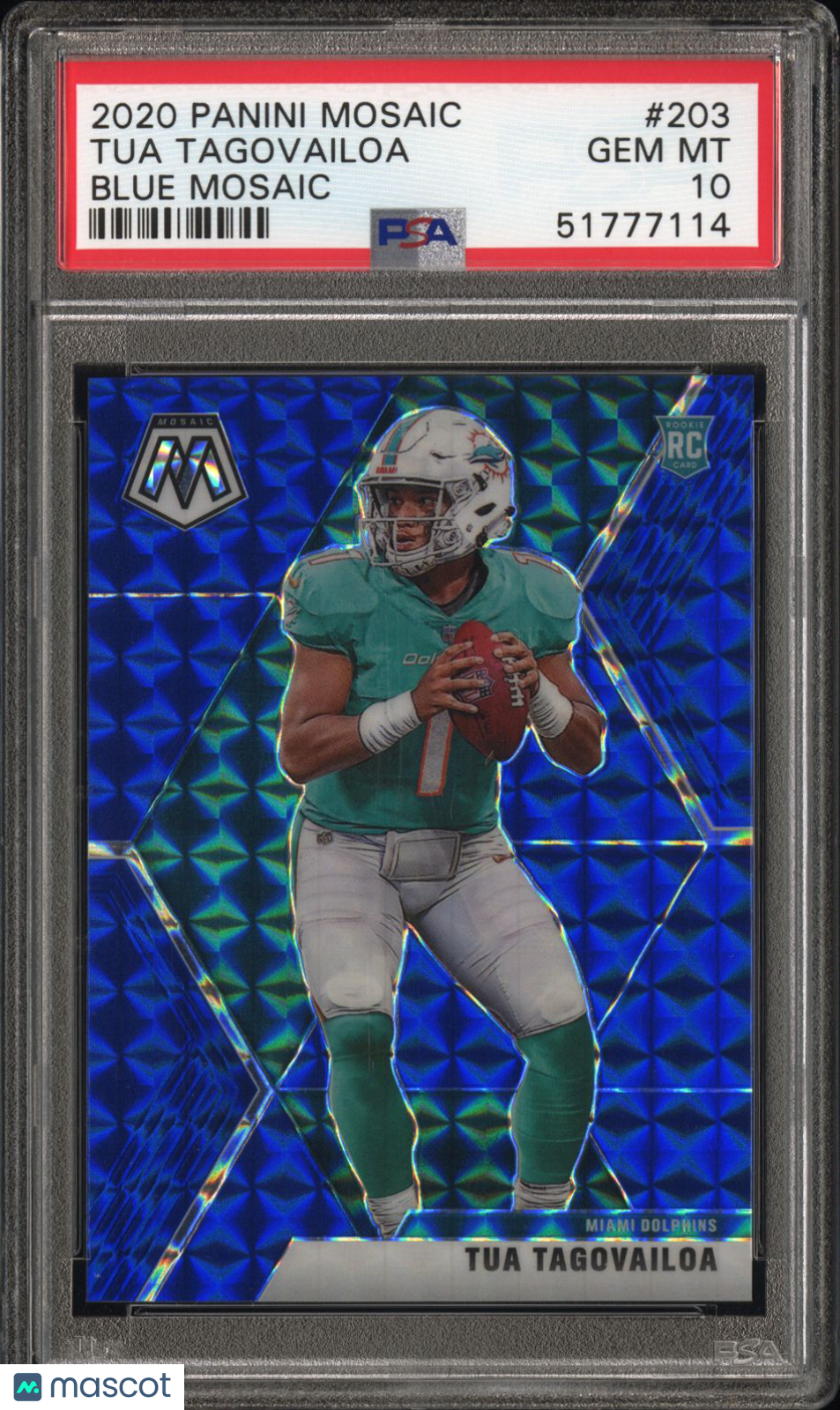2020 Panini Mosaic Tua Tagovailoa #203 Blue PSA 10