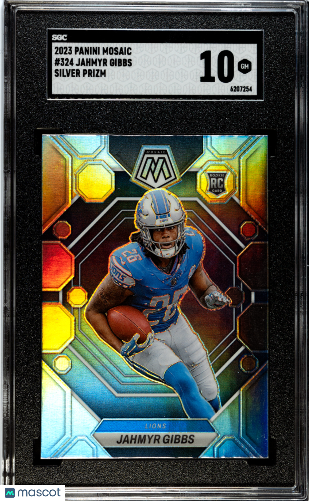 2023 Panini Mosaic Jahmyr Gibbs #324 Silver Prizm SGC 10
