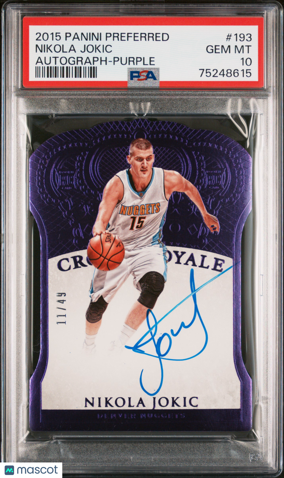 2015 Panini Preferred Nikola Jokic #193 Autograph Purple 11/49 PSA 10