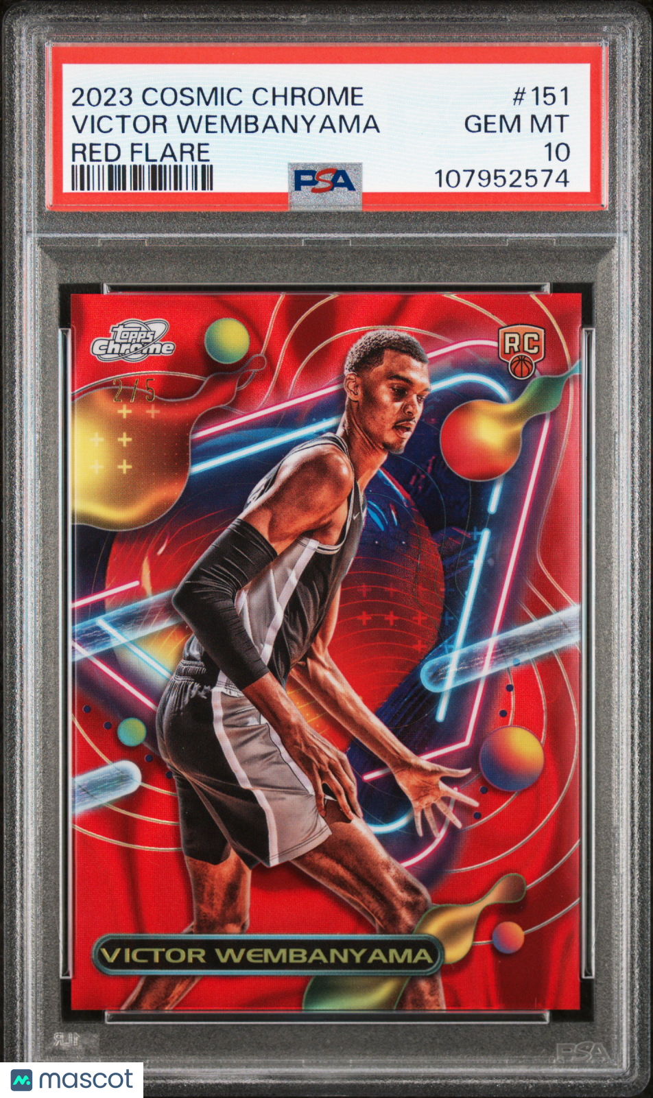 2023 Topps Cosmic Chrome Victor Wembanyama #151 Red Flare 2/5 PSA 10