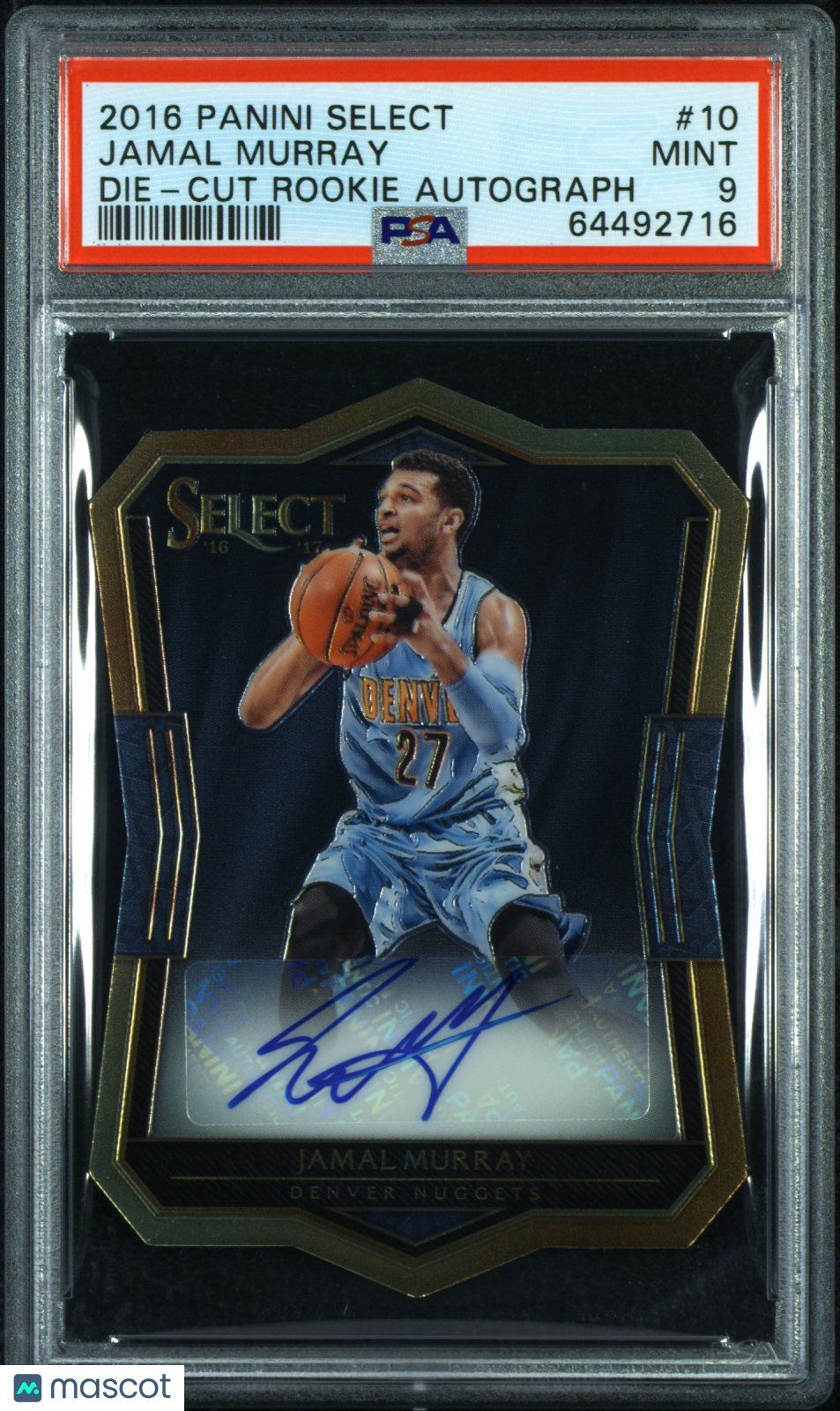 2016 Panini Select Die-Cut Rookie Autograph Jamal Murray #10 PSA 9