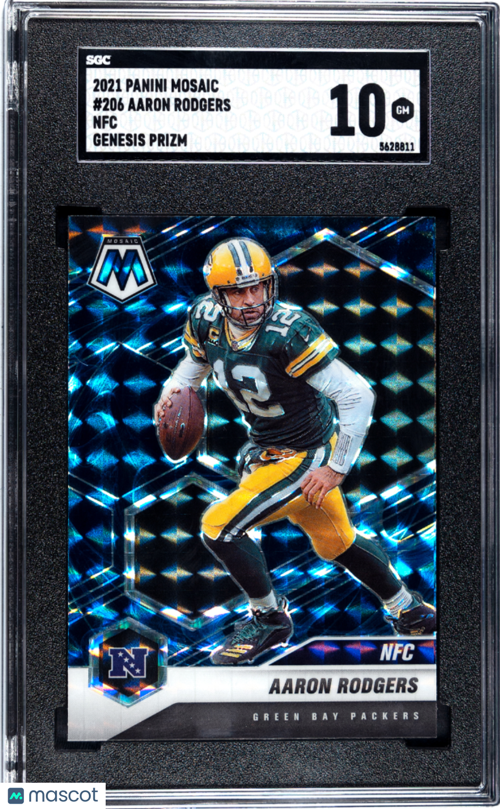 2021 Panini Mosaic Aaron Rodgers #206 NFC Genesis Prizm SGC 10
