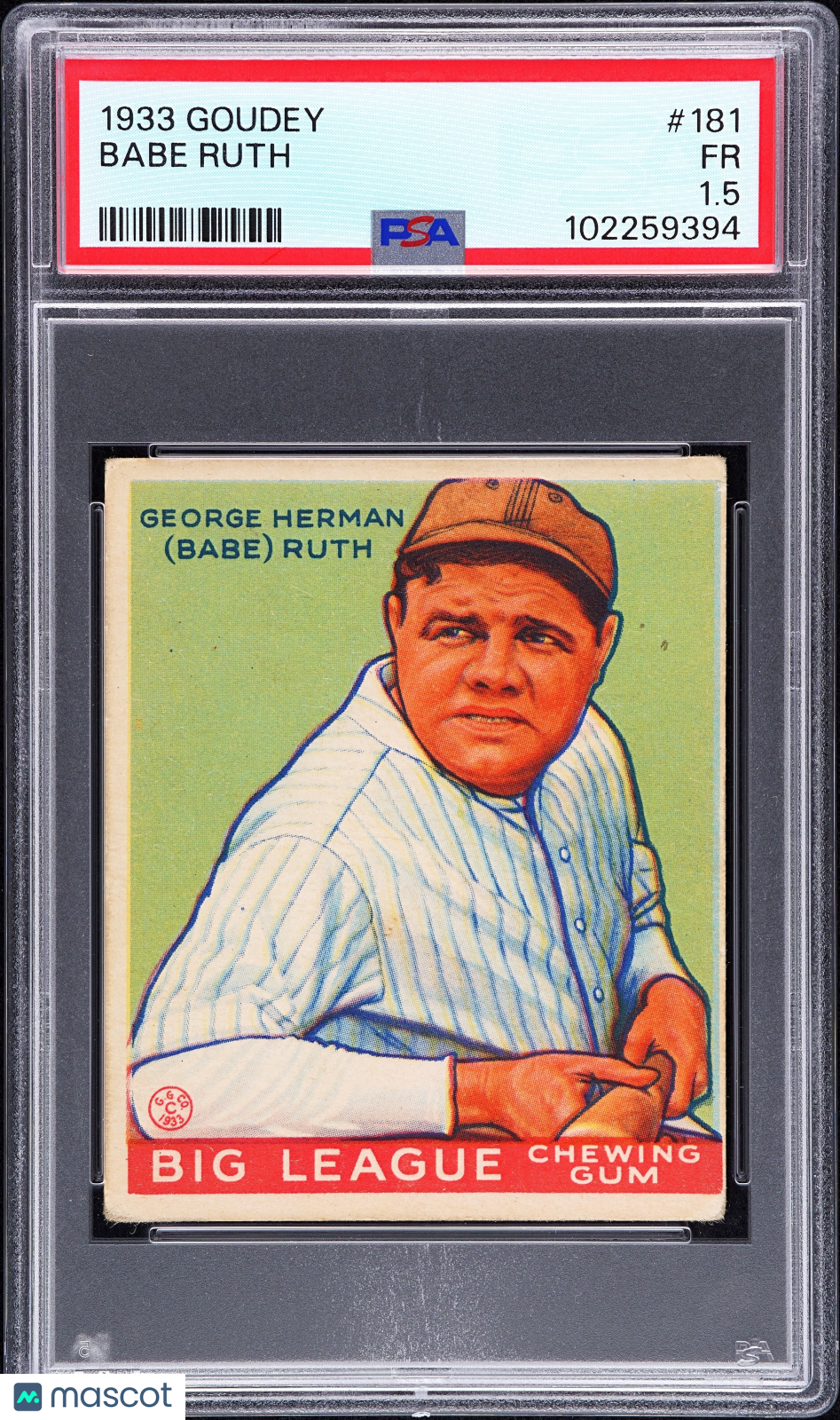 1933 Goudey Babe Ruth #181 PSA 1.5