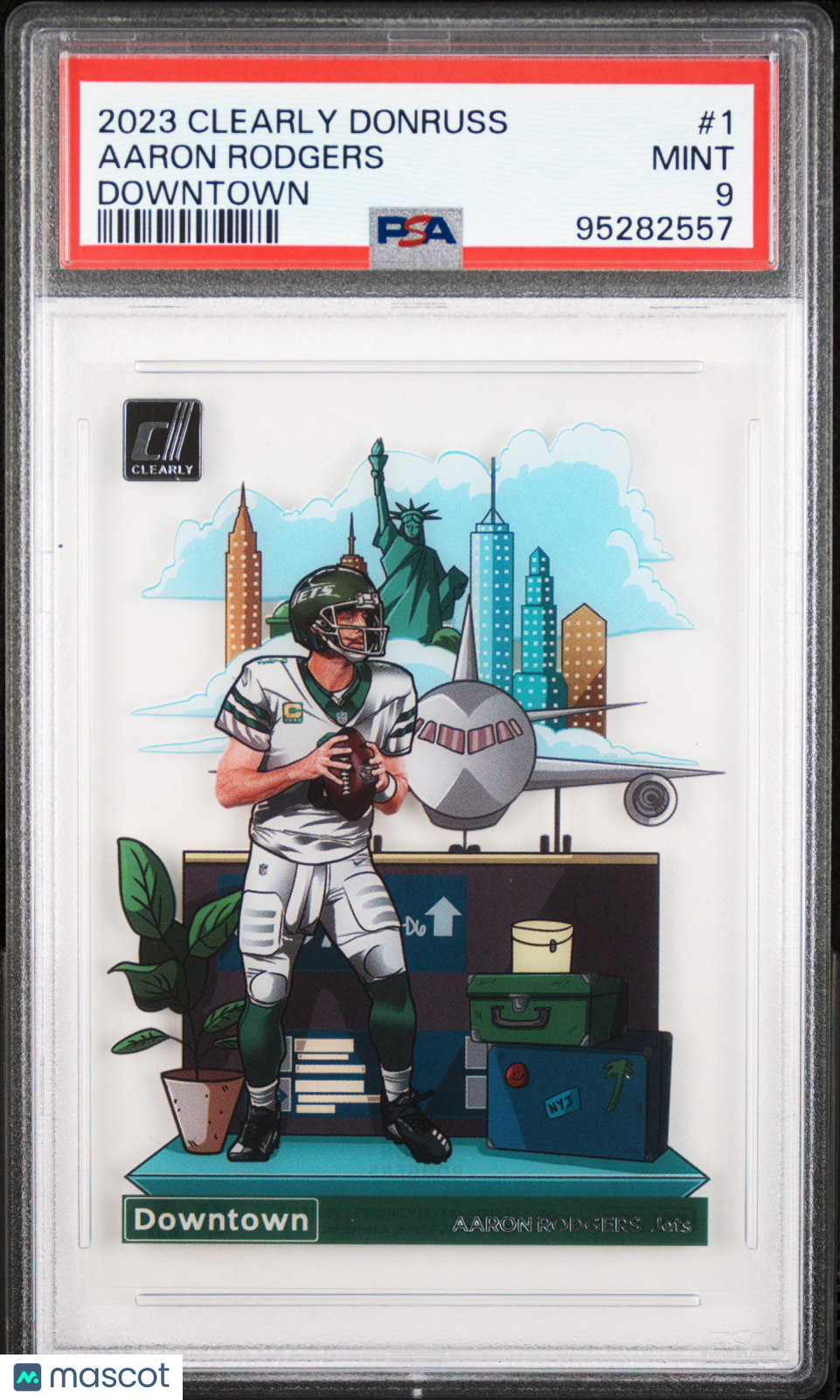 2023 Panini Clearly Donruss Downtown Aaron Rodgers #1 PSA 9