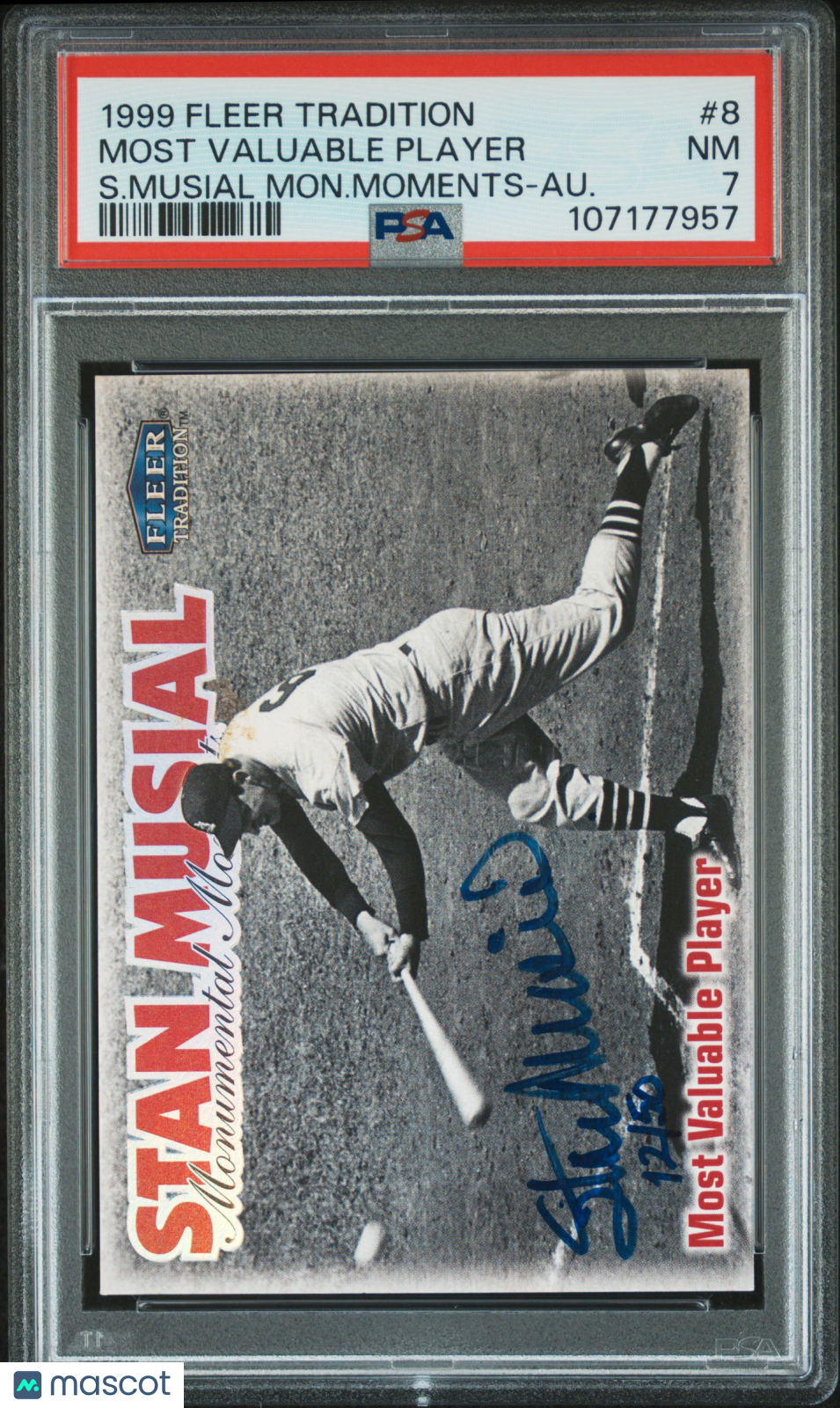 1999 Fleer Stan Musial Monumental Moments Most Valuable Player #8 S. Musial Mon. Moments Au. PSA 7