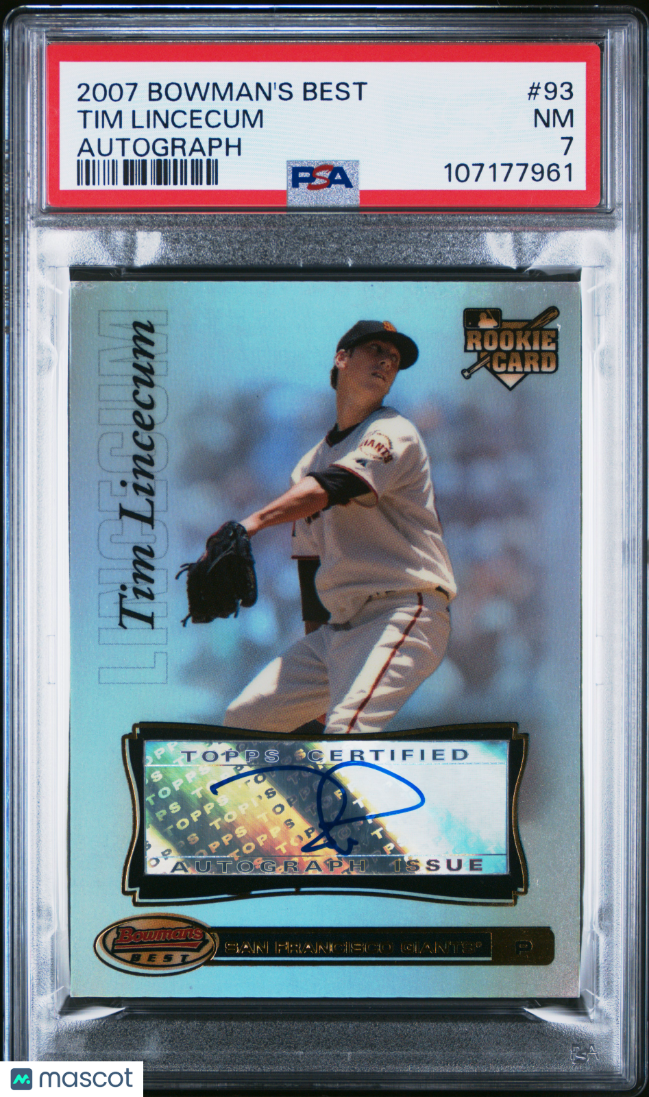 2007 Bowman's Best Tim Lincecum #93 Autograph PSA 7