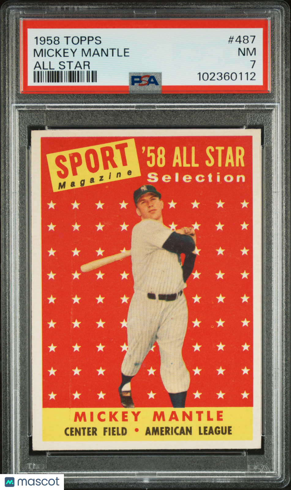 1958 Topps Mickey Mantle #487 All Star PSA 7